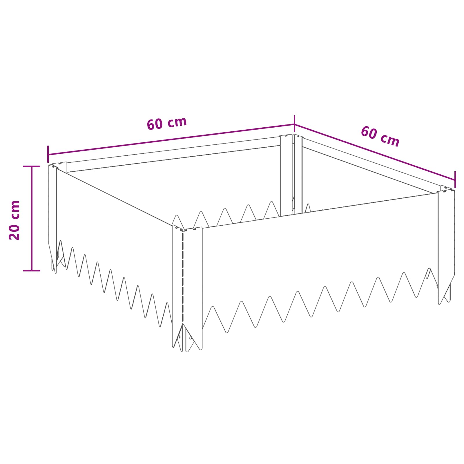 Bordura per Prato 60 x 60 x 20 cm Acciaio Ruggine | homemem39