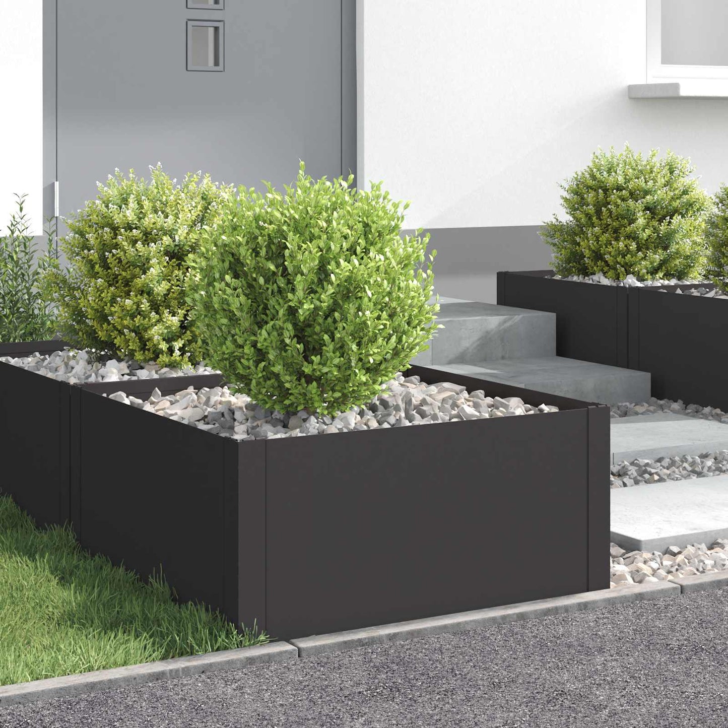 Bordura per Prato 4 pcs 60 x 60 x 35 cm Acciaio Nero | homemem39