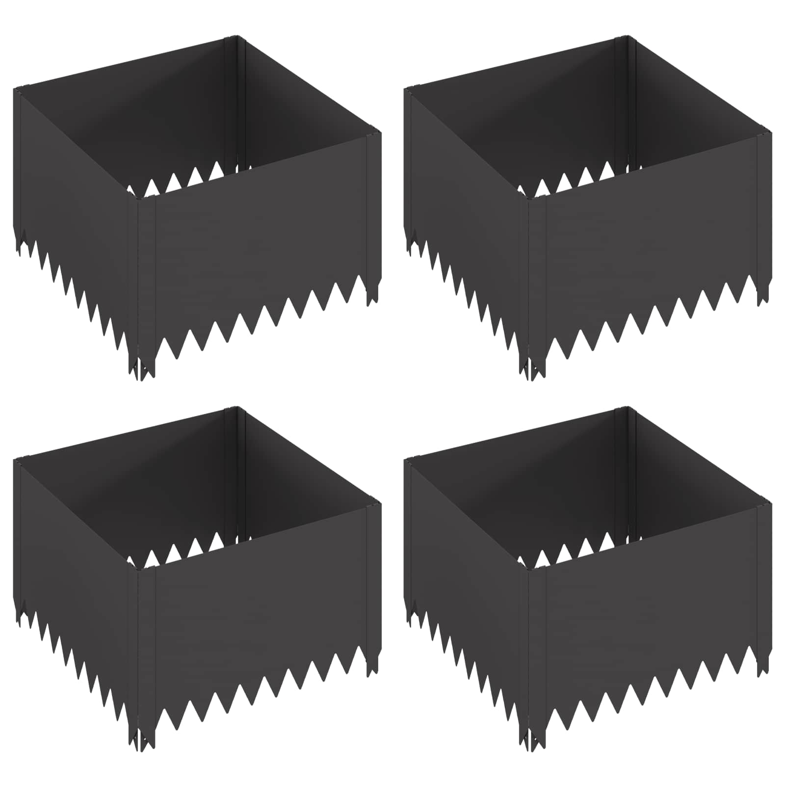 Bordura per Prato 4 pcs 60 x 60 x 35 cm Acciaio Nero | homemem39