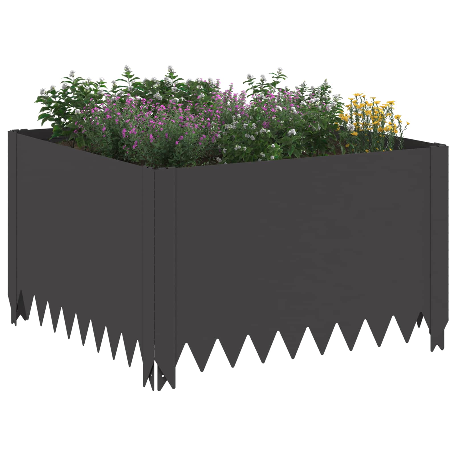 Bordura per Prato 4 pcs 60 x 60 x 35 cm Acciaio Nero | homemem39