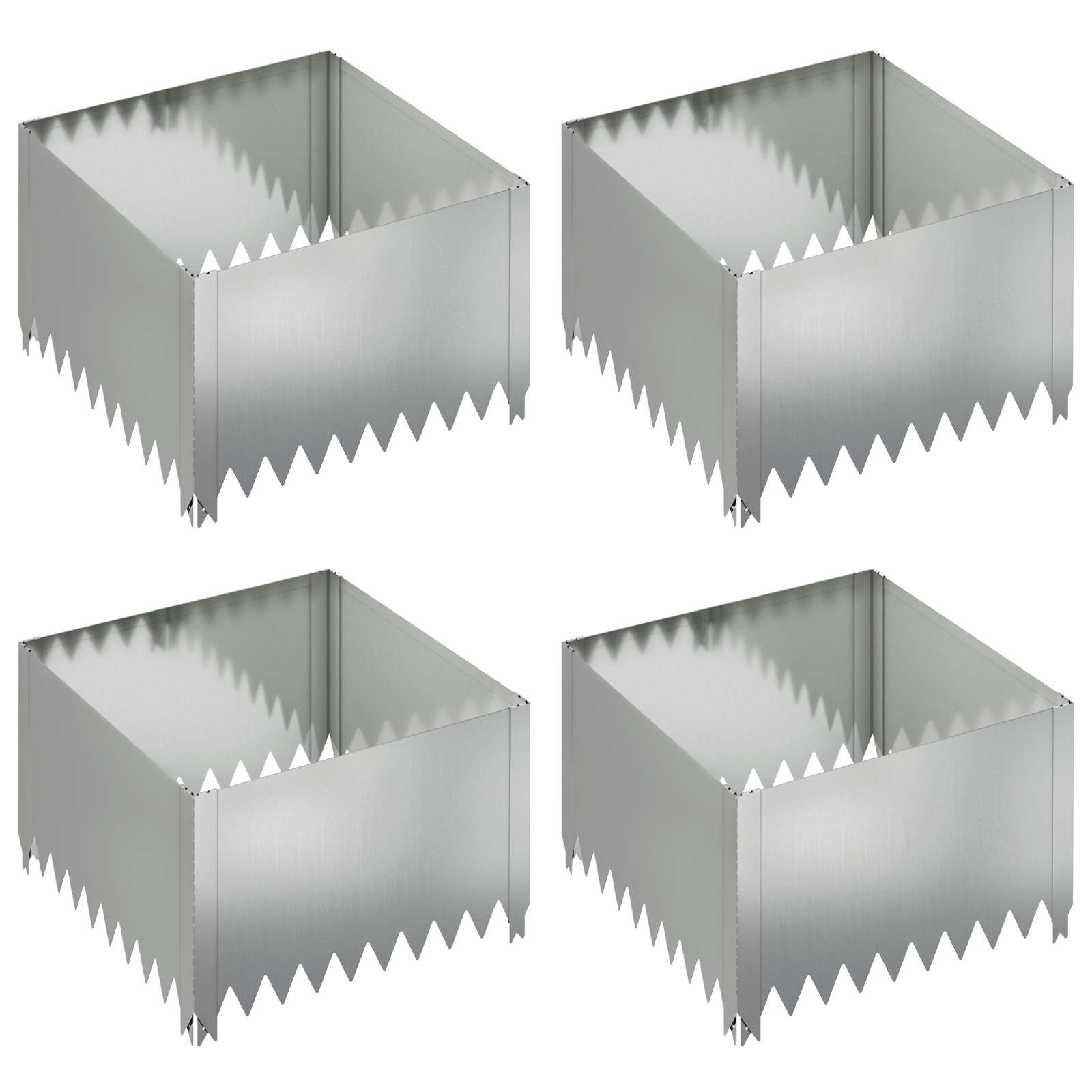 Bordura per Prato 4 pcs 60 x 60 x 35 cm Acciaio Argento | homemem39