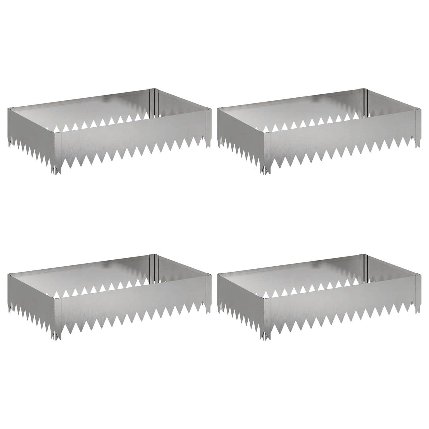 Bordura per Prato 4 pcs 100 x 60 x 20 cm Acciaio Argento | homemem39