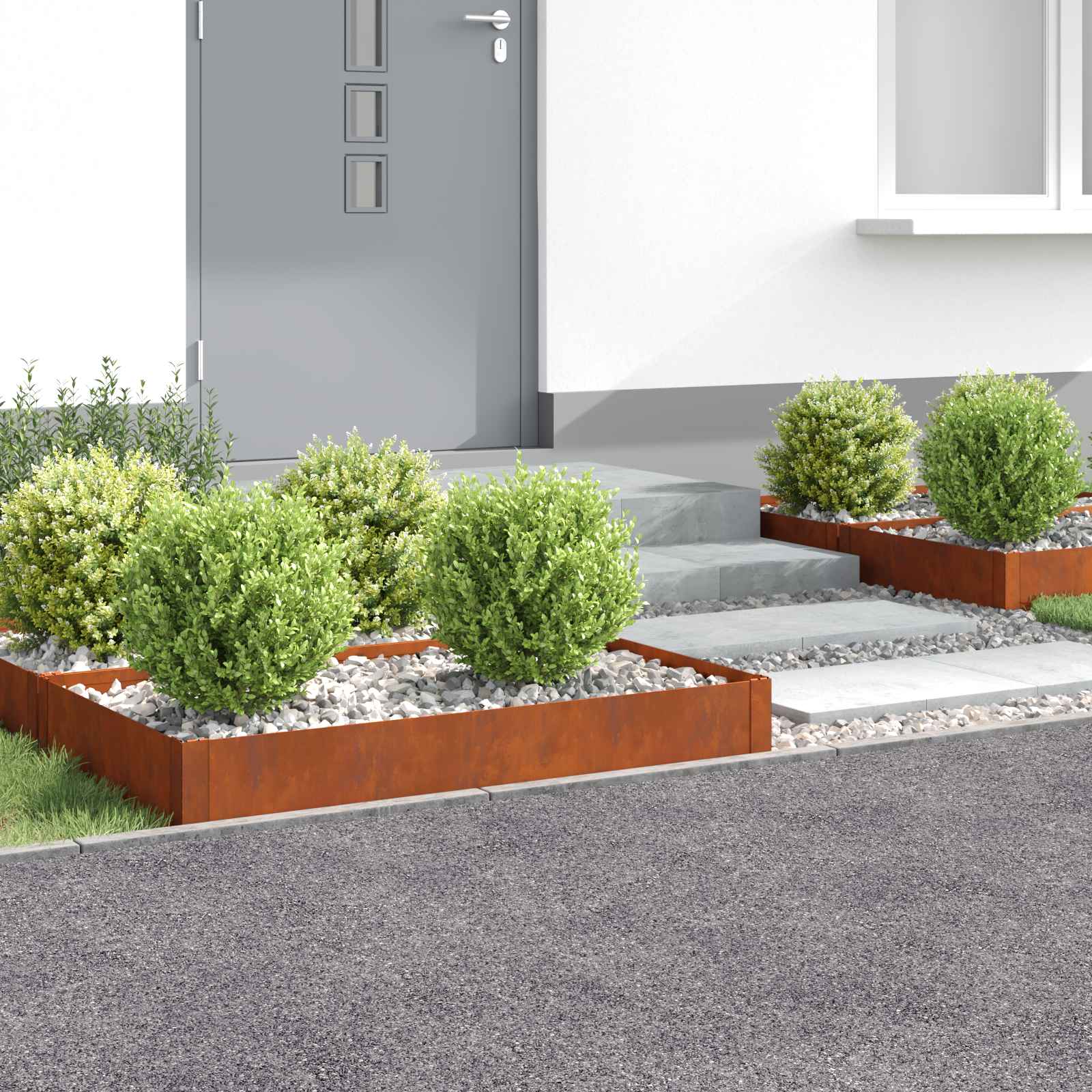 Bordura per Prato 4 pcs 100 x 60 x 20 cm Acciaio Ruggine | homemem39