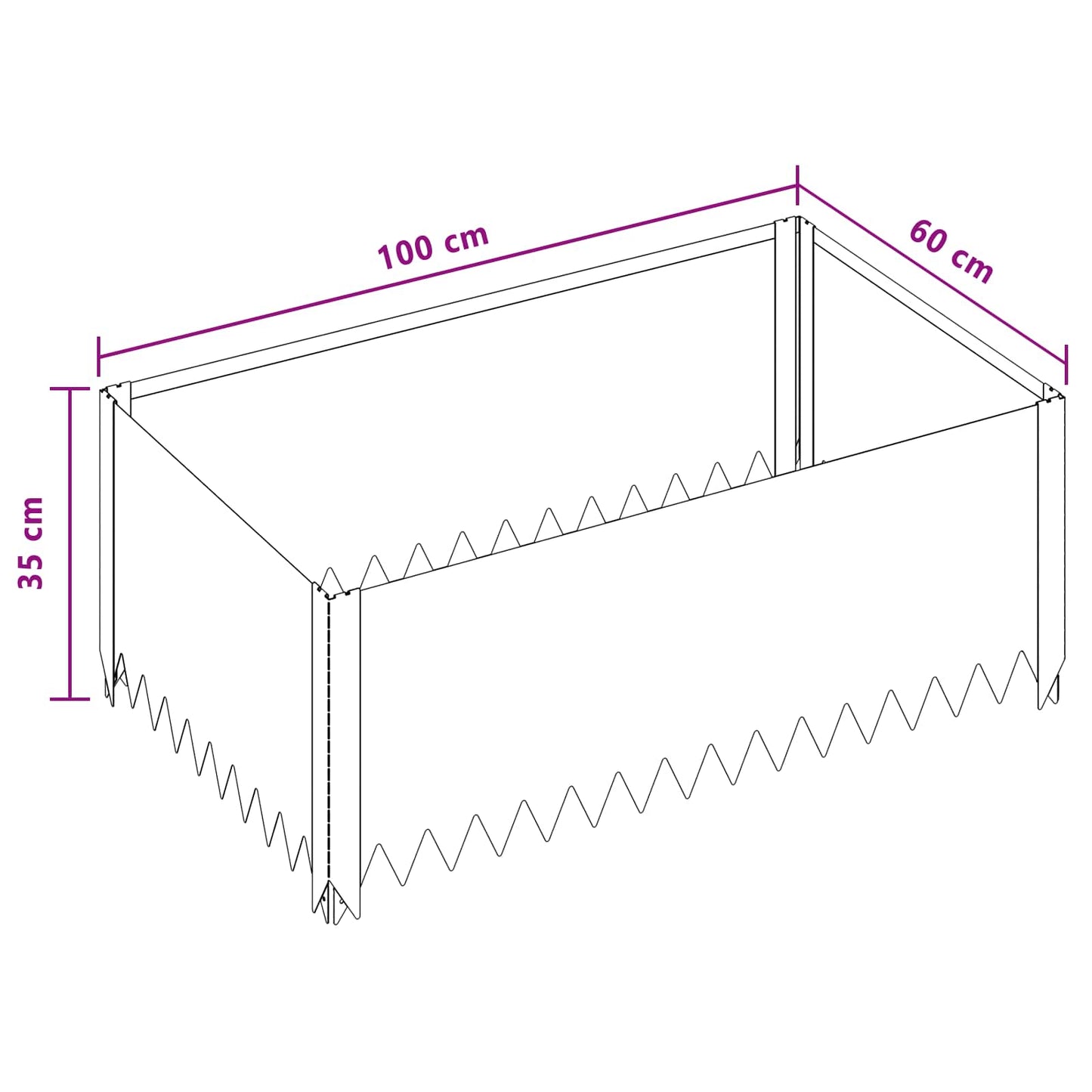 Bordura per Prato 100 x 60 x 35 cm Acciaio Argento | homemem39