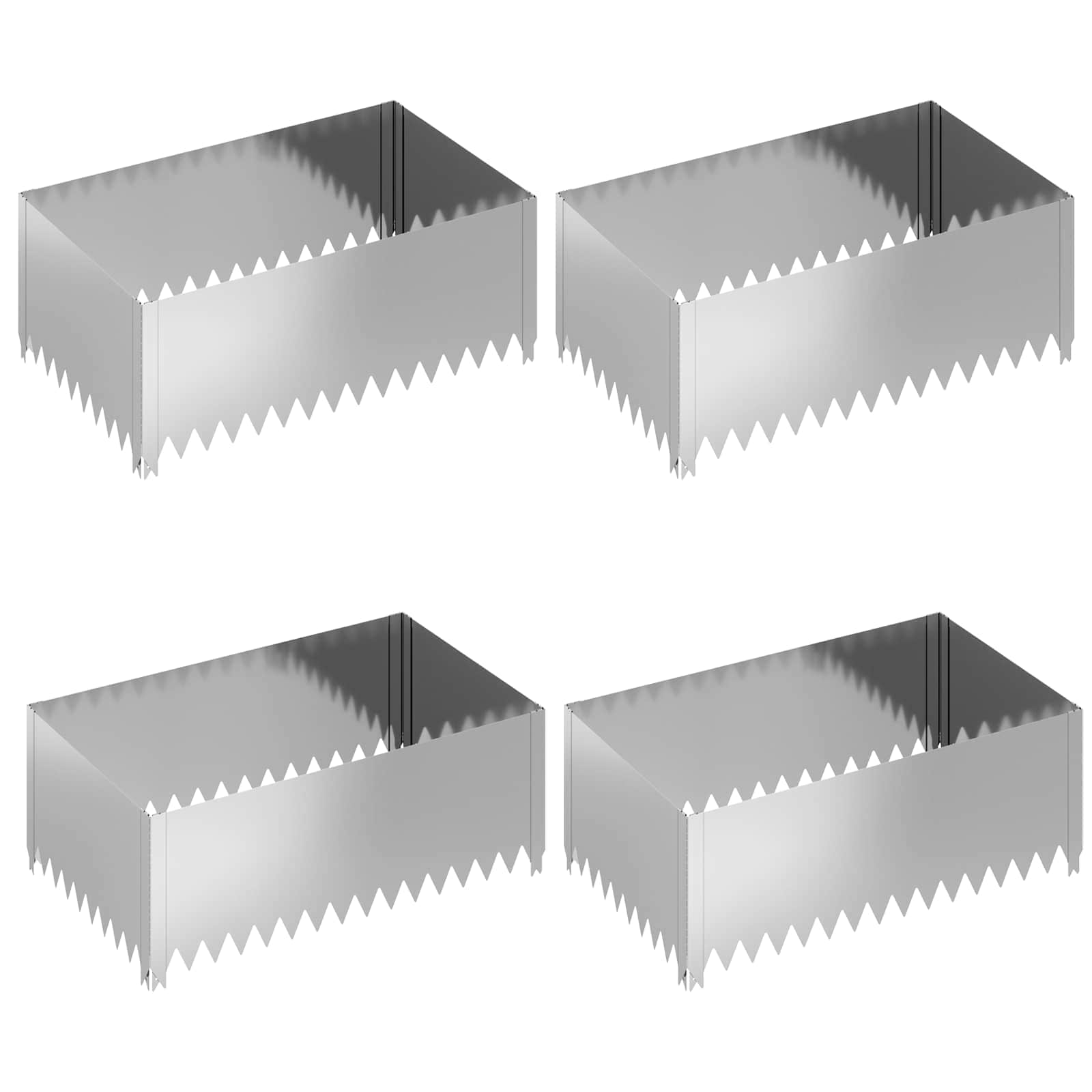 Bordura per Prato 4 pcs 100 x 60 x 35 cm Acciaio Argento | homemem39
