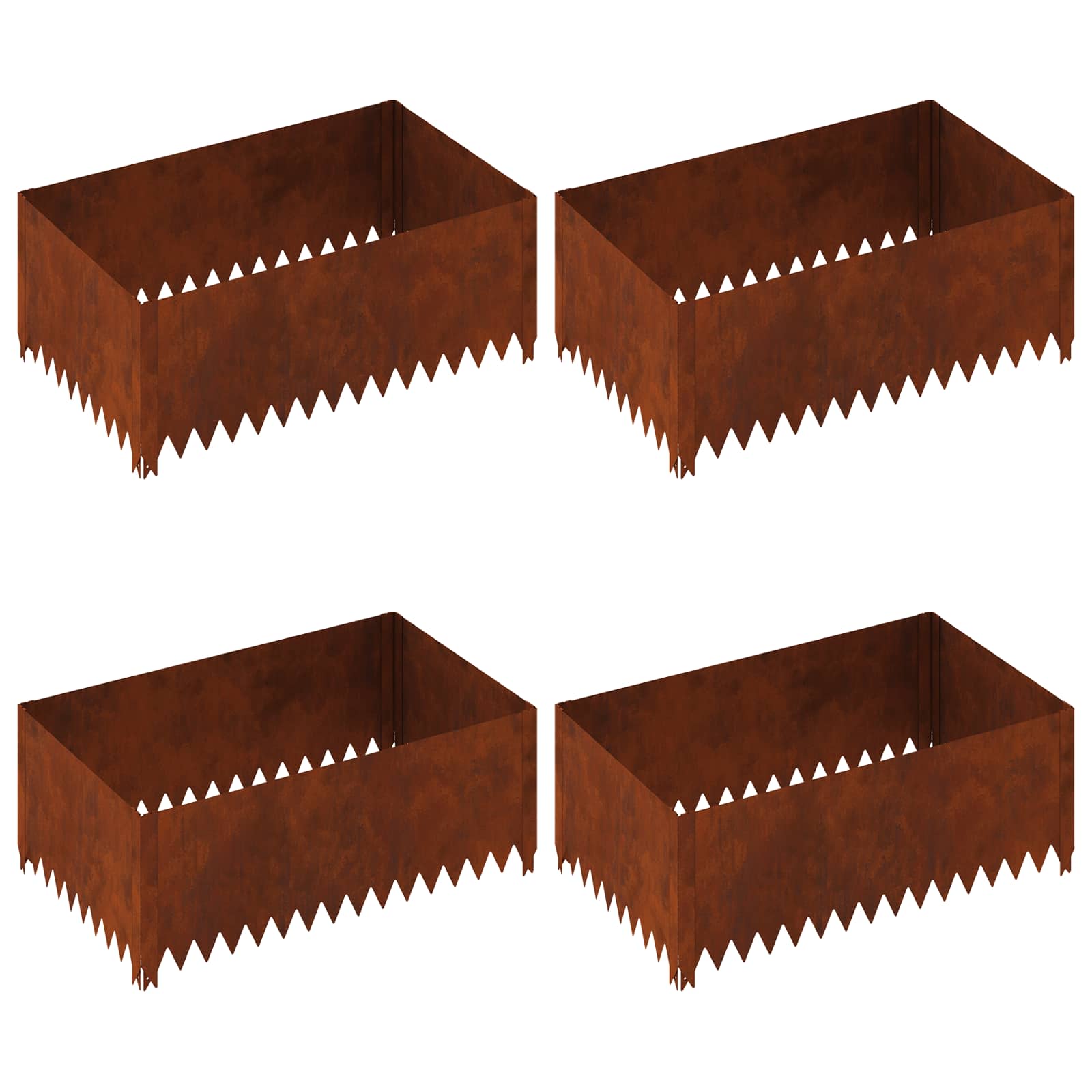 Bordura per Prato 4 pcs 100 x 60 x 35 cm Acciaio Ruggine | homemem39