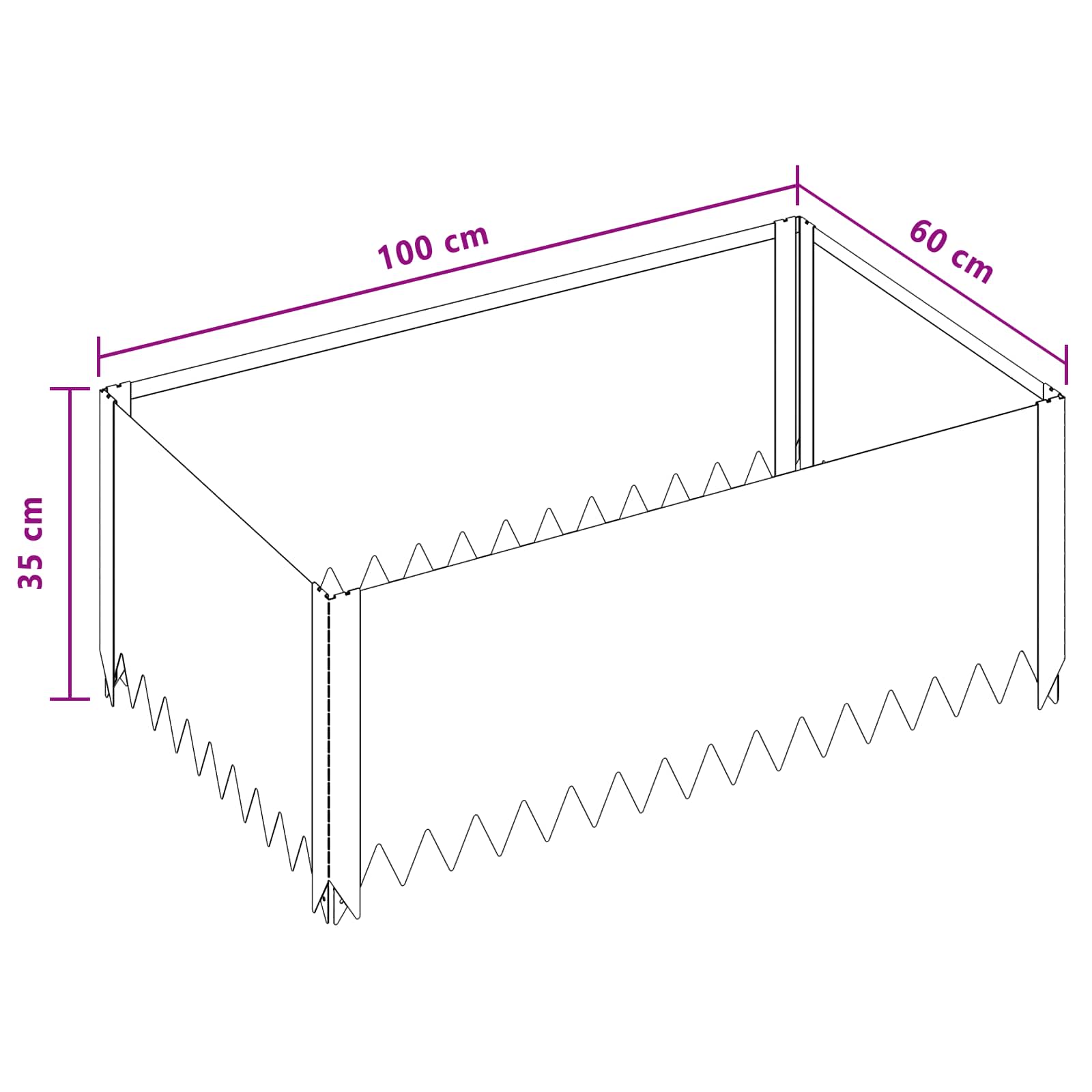 Bordura per Prato 4 pcs 100 x 60 x 35 cm Acciaio Ruggine | homemem39