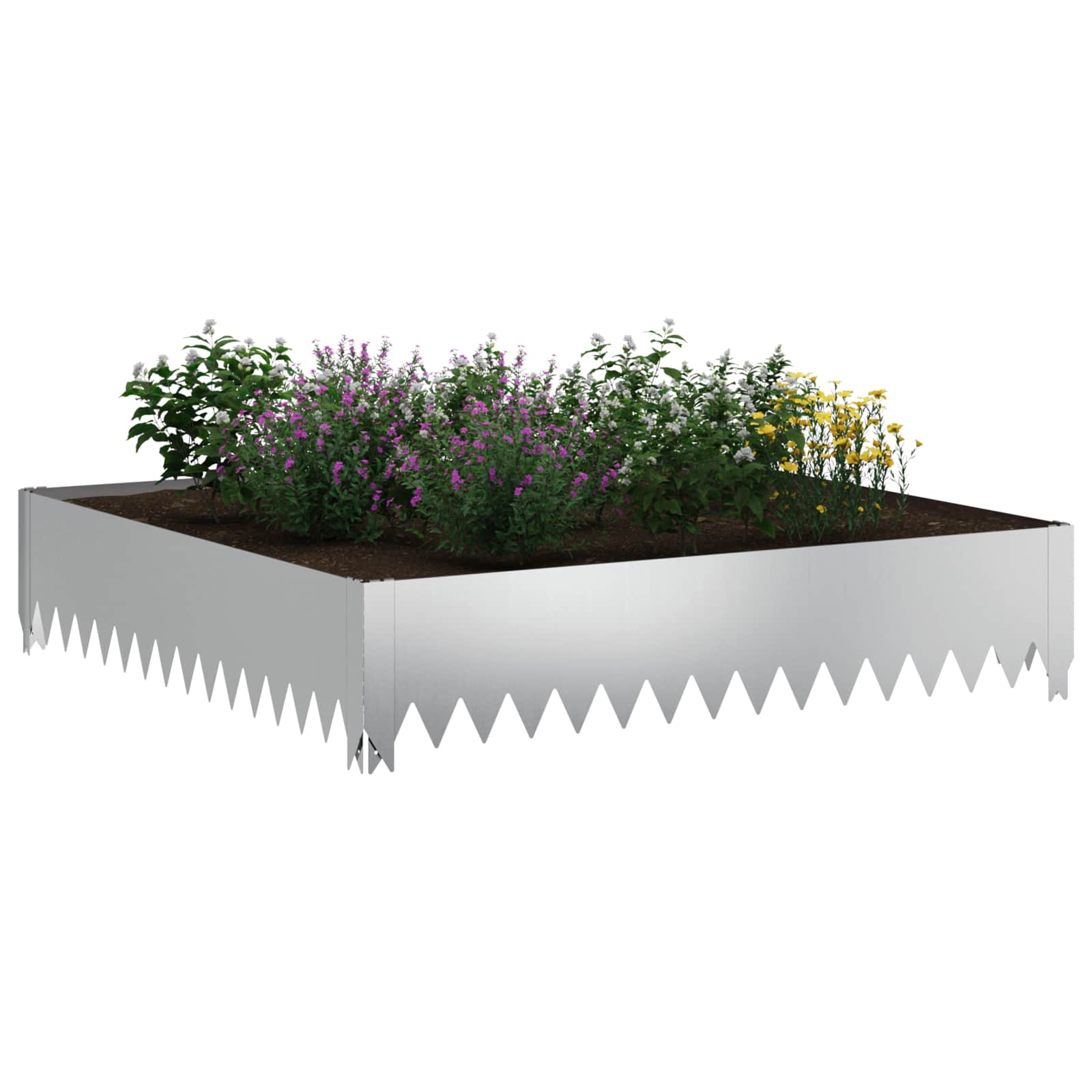Bordura per Prato 100 x 100 x 20 cm Acciaio Argento | homemem39