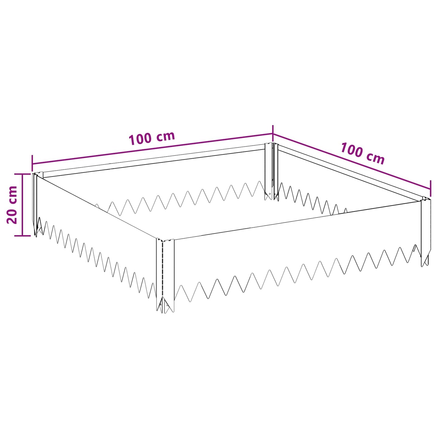 Bordura per Prato 100 x 100 x 20 cm Acciaio Argento | homemem39