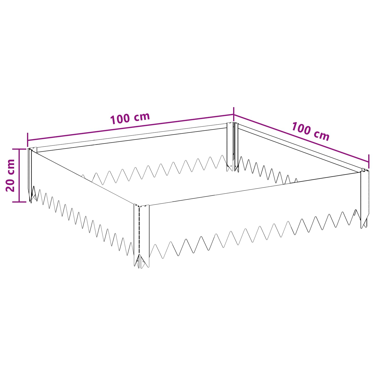 Bordura per Prato 100 x 100 x 20 cm Acciaio Argento | homemem39