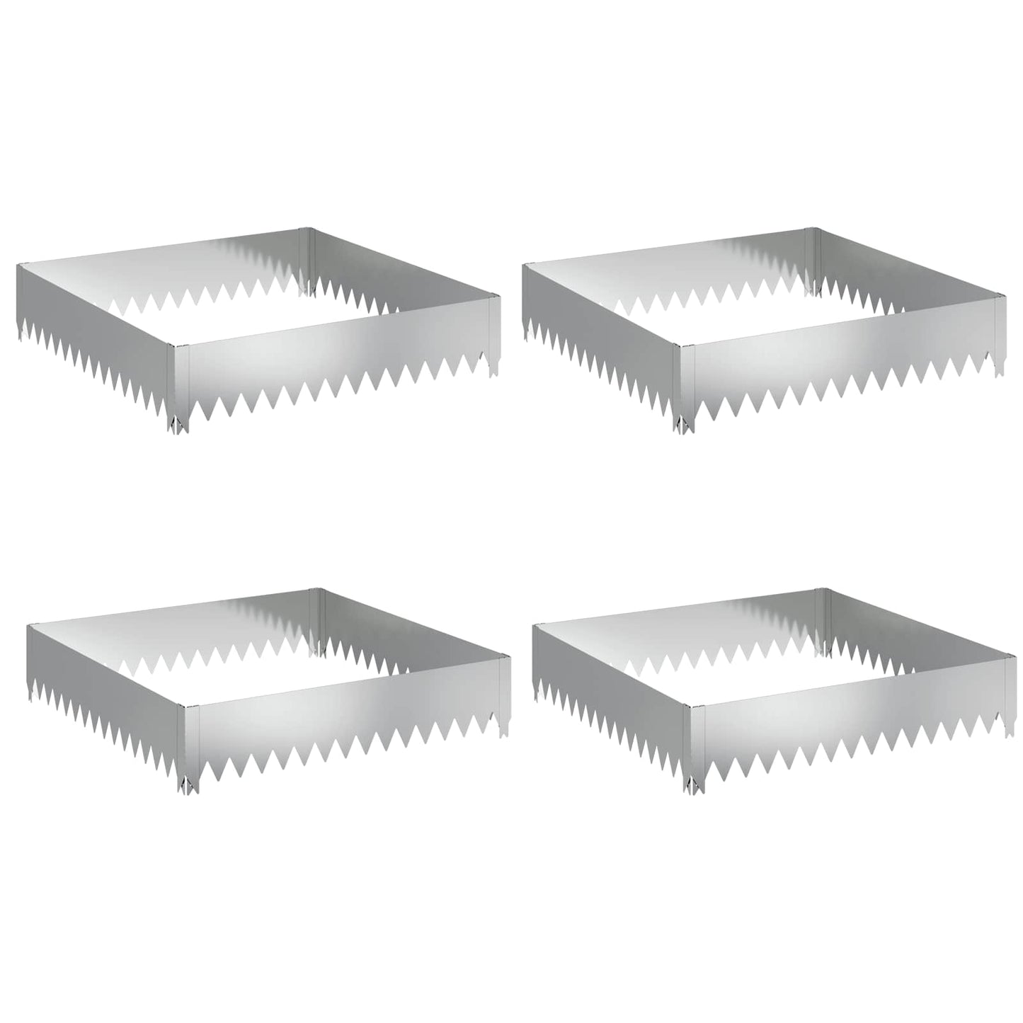 Bordura per Prato 4 pcs 100 x 100 x 20 cm Acciaio Argento | homemem39