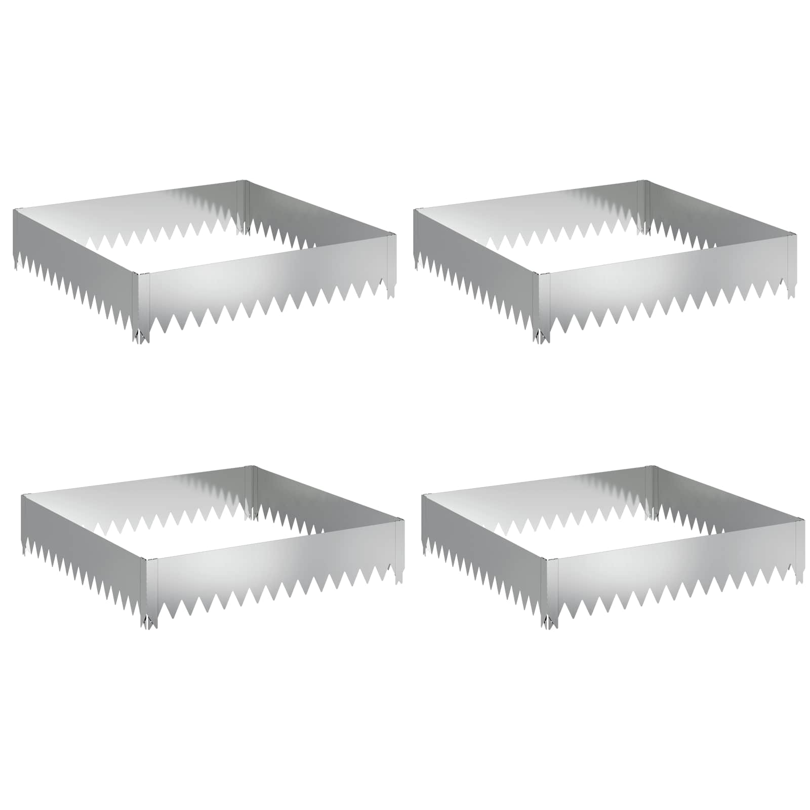 Bordura per Prato 4 pcs 100 x 100 x 20 cm Acciaio Argento | homemem39