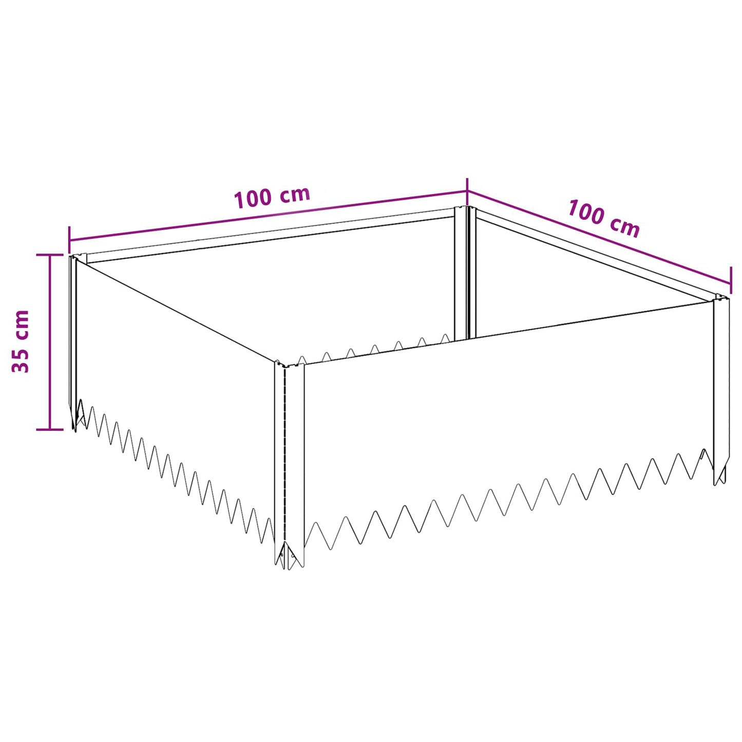 Bordura per Prato 100 x 100 x 35 cm Acciaio Argento | homemem39