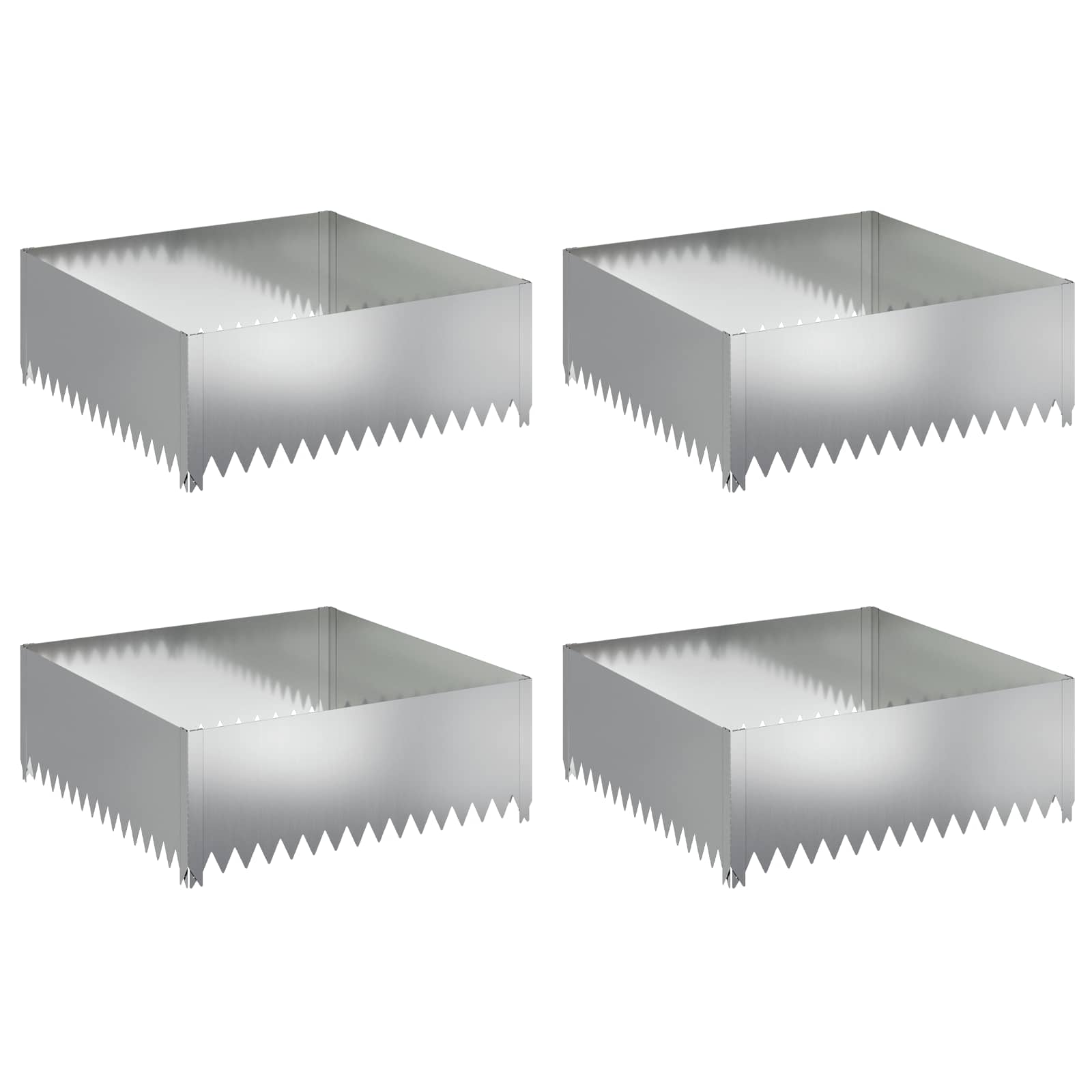 Bordura per Prato 4 pcs 100 x 100 x 35 cm Acciaio Argento | homemem39