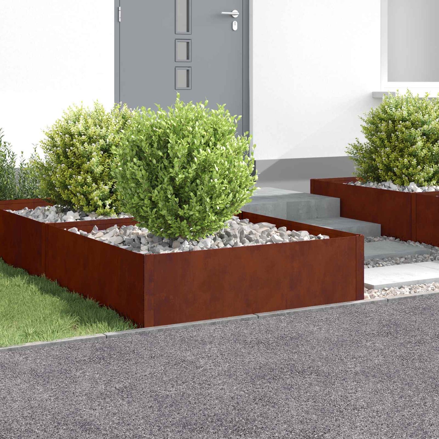 Bordura per Prato 4 pcs 100 x 100 x 35 cm Acciaio Ruggine | homemem39
