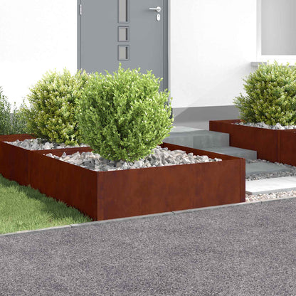 Bordura per Prato 4 pcs 100 x 100 x 35 cm Acciaio Ruggine | homemem39