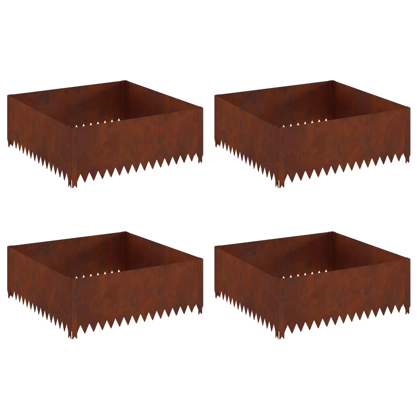 Bordura per Prato 4 pcs 100 x 100 x 35 cm Acciaio Ruggine | homemem39