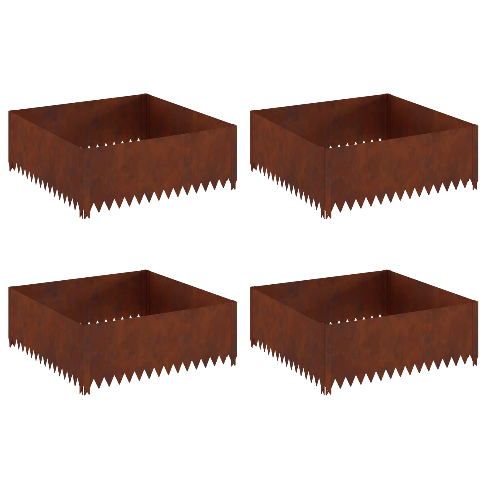 Bordura per Prato 4 pcs 100 x 100 x 35 cm Acciaio Ruggine | homemem39