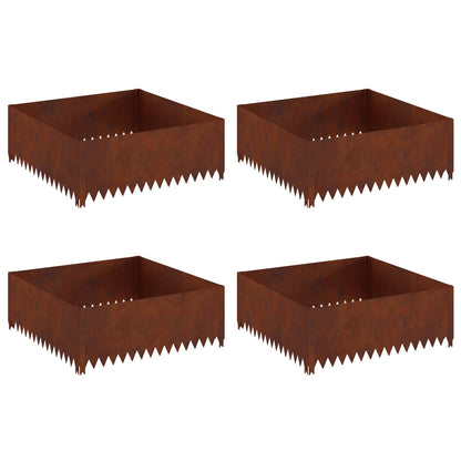 Bordura per Prato 4 pcs 100 x 100 x 35 cm Acciaio Ruggine | homemem39
