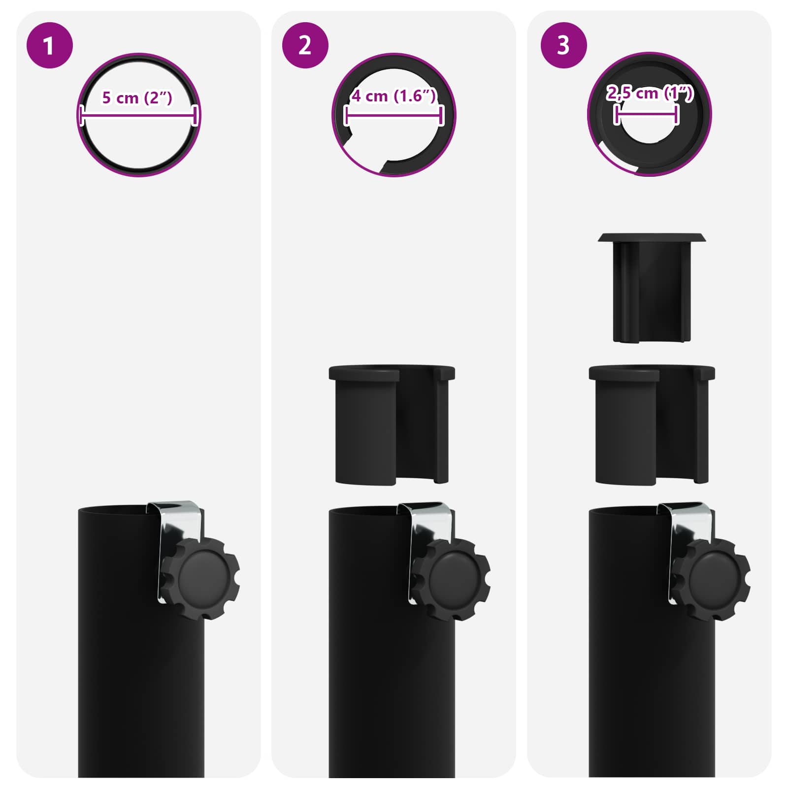 Base per ombrellone per palo da 25–50 mm Nero | homemem39