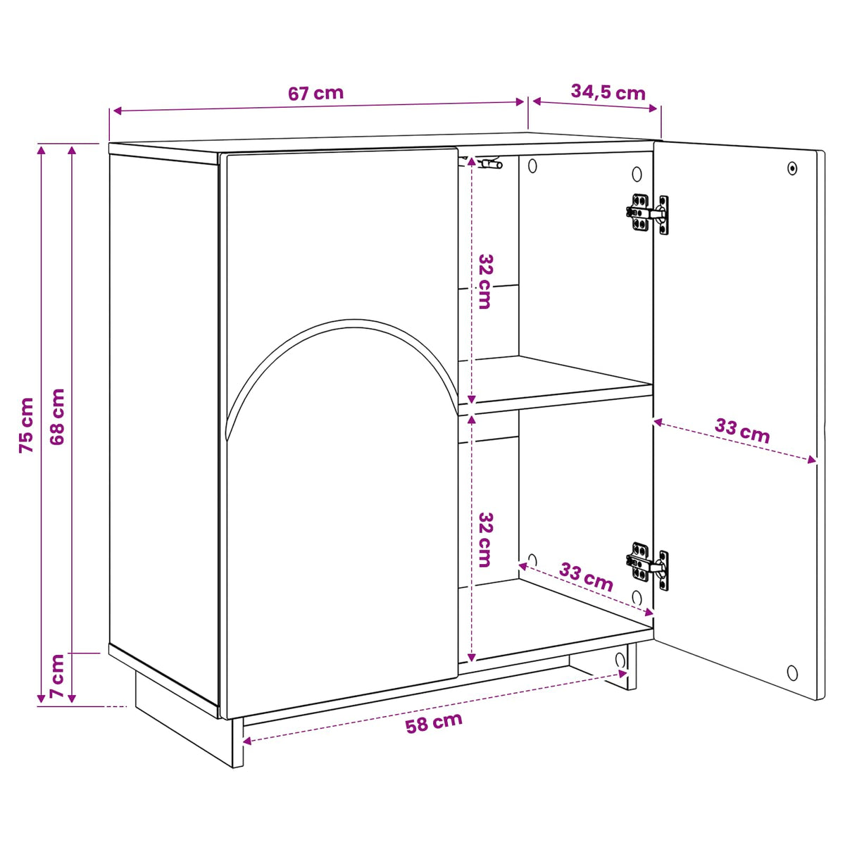 Credenza Rovere Artigianale 67 x 34,5 x 75 cm | homemem39