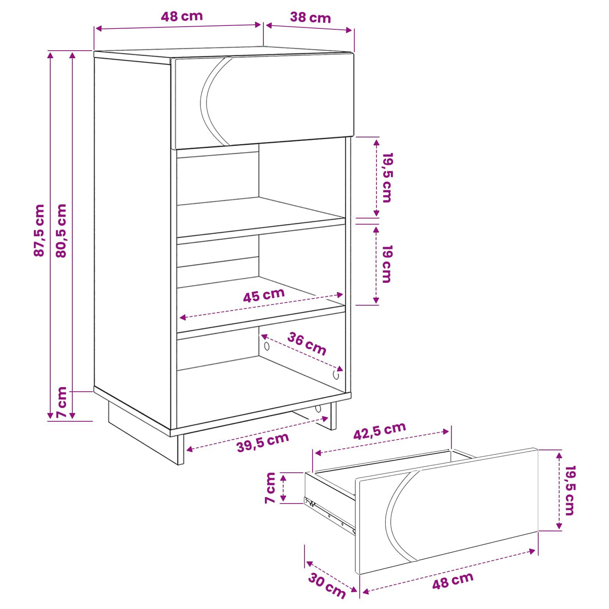 Scarpiera 48 x 38 x 87,5 cm Legno ingegnerizzato Legno antico | homemem39