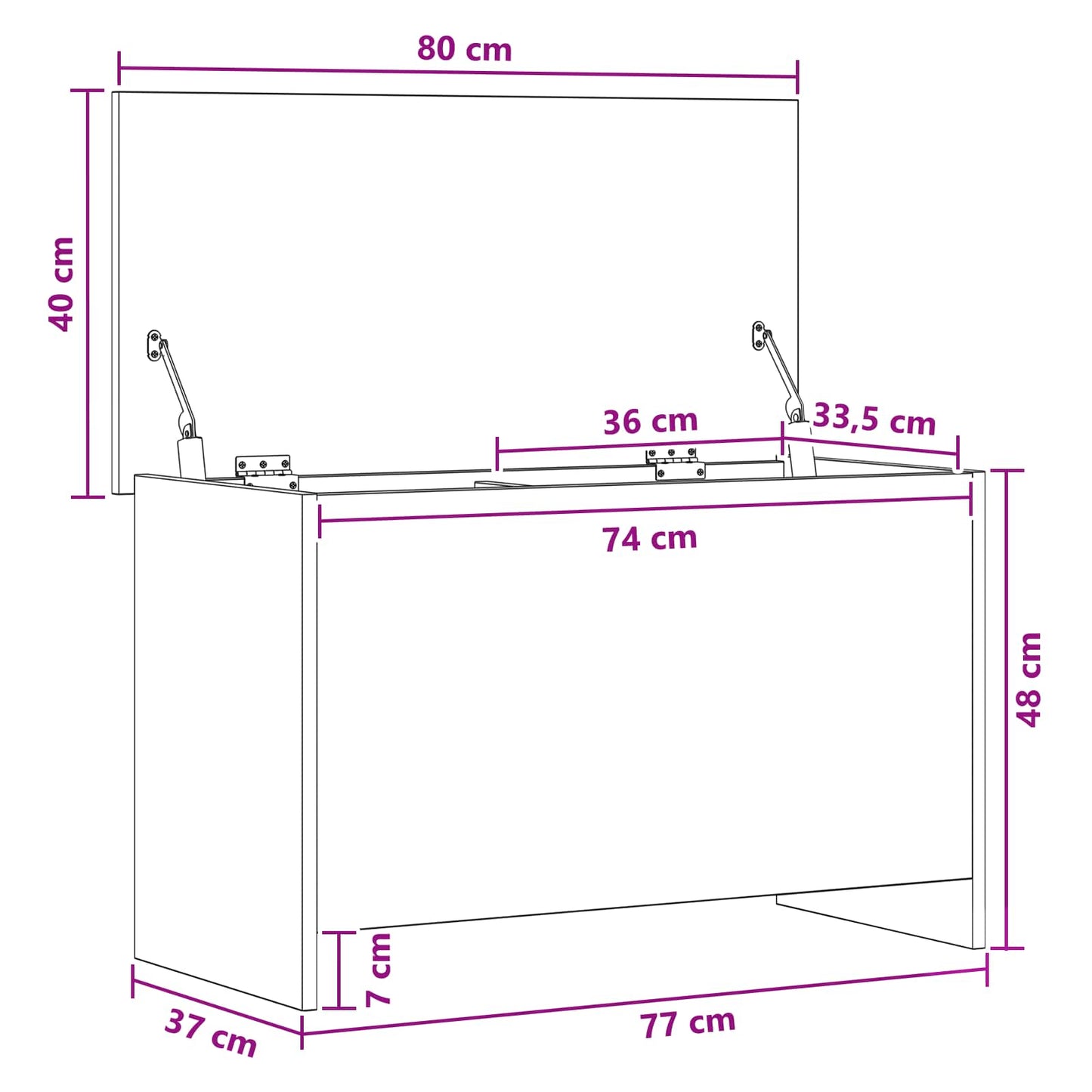 Cassa di stoccaggio Rovere Sonoma 80 x 40 x 50 cm | homemem39