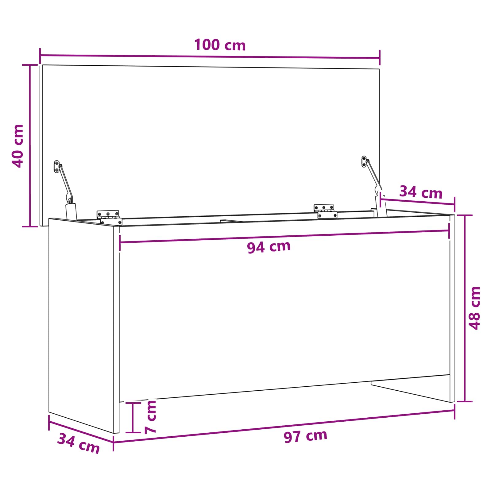 Cassa di stoccaggio Rovere Fumo 100 x 40 x 50 cm | homemem39