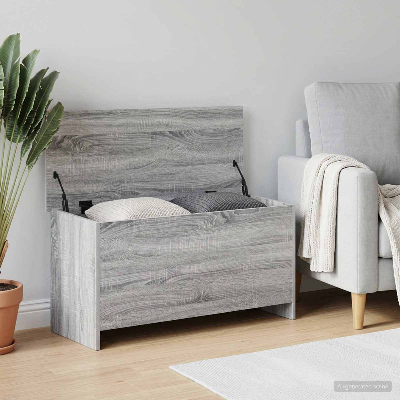 Cassa di stoccaggio Sonoma grigio 100 x 40 x 50 cm | homemem39