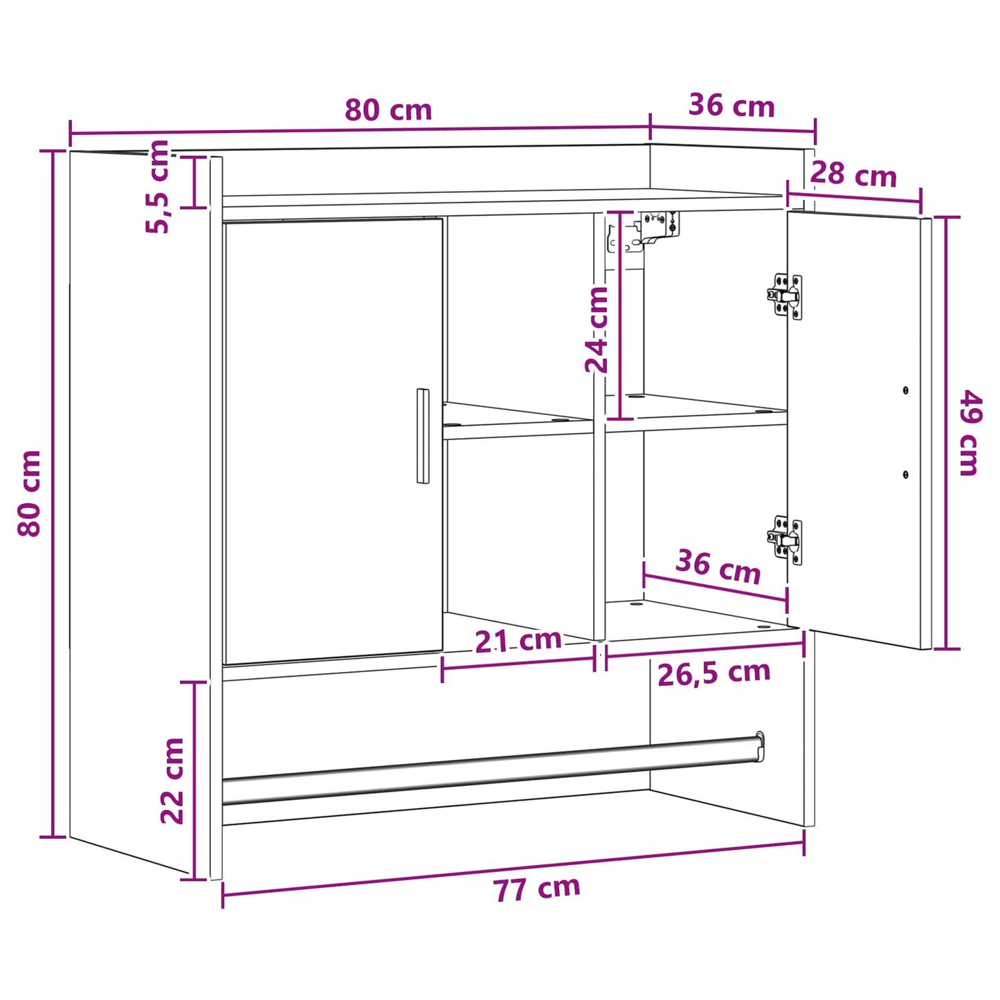 Scaffale da parete A parete Bianco 80 x 36 x 80 cm | homemem39