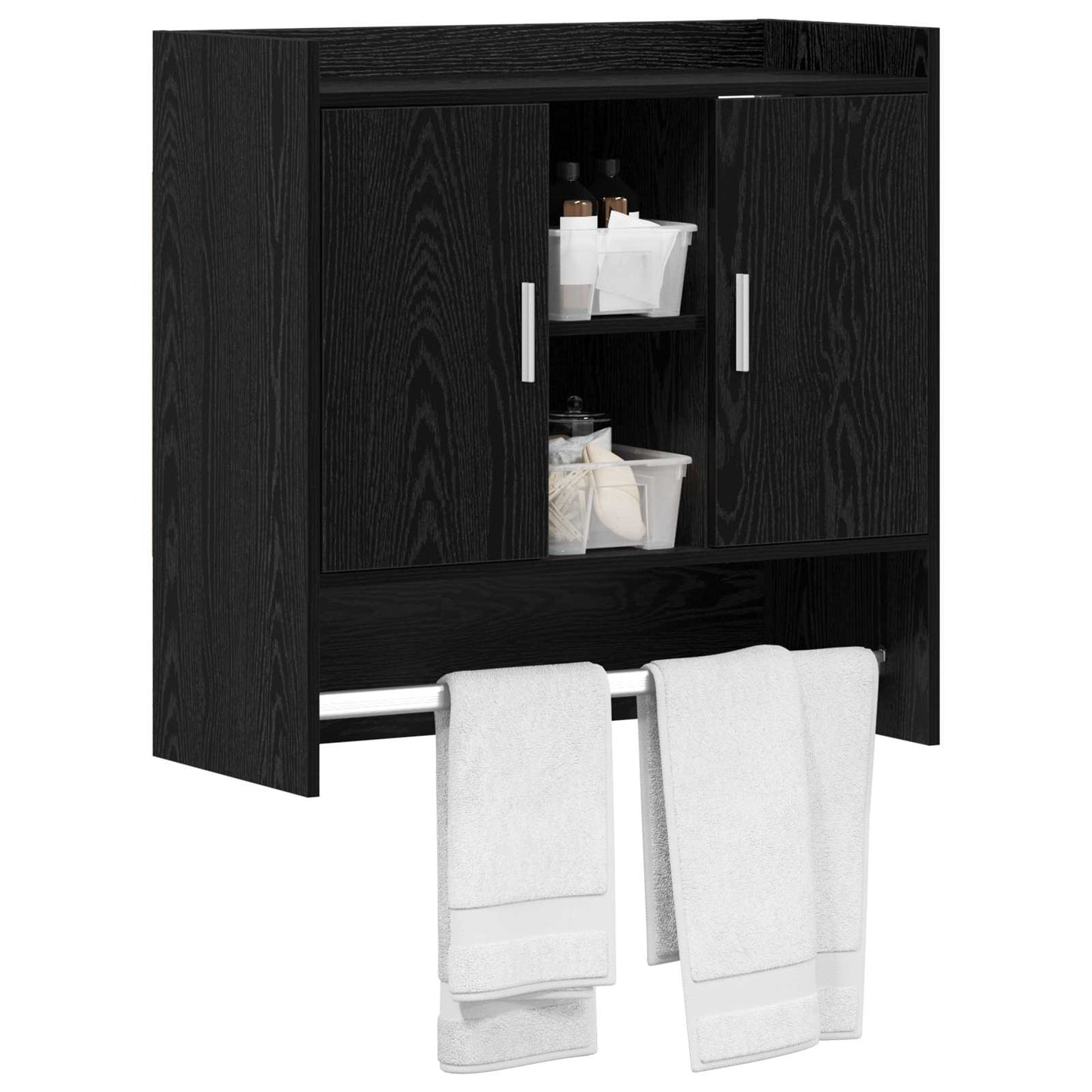 Scaffale da parete A parete Rovere Nero 80 x 36 x 80 cm | homemem39