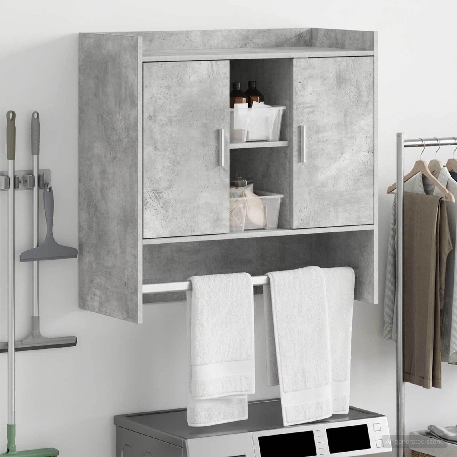 Scaffale da parete A parete Grigio Cemento 80 x 36 x 80 cm | homemem39