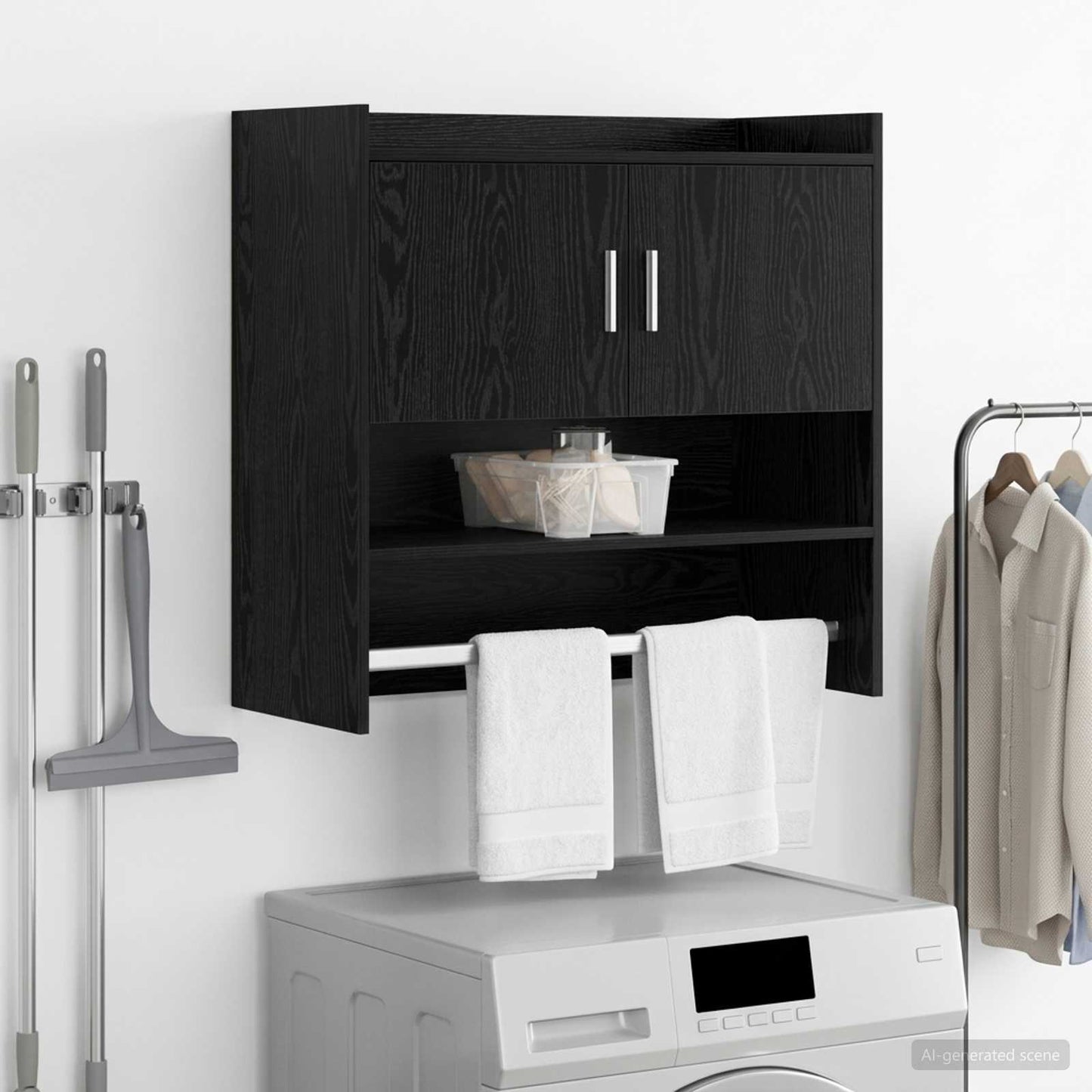 Scaffale da parete A parete Rovere Nero 80 x 36 x 80 cm | homemem39