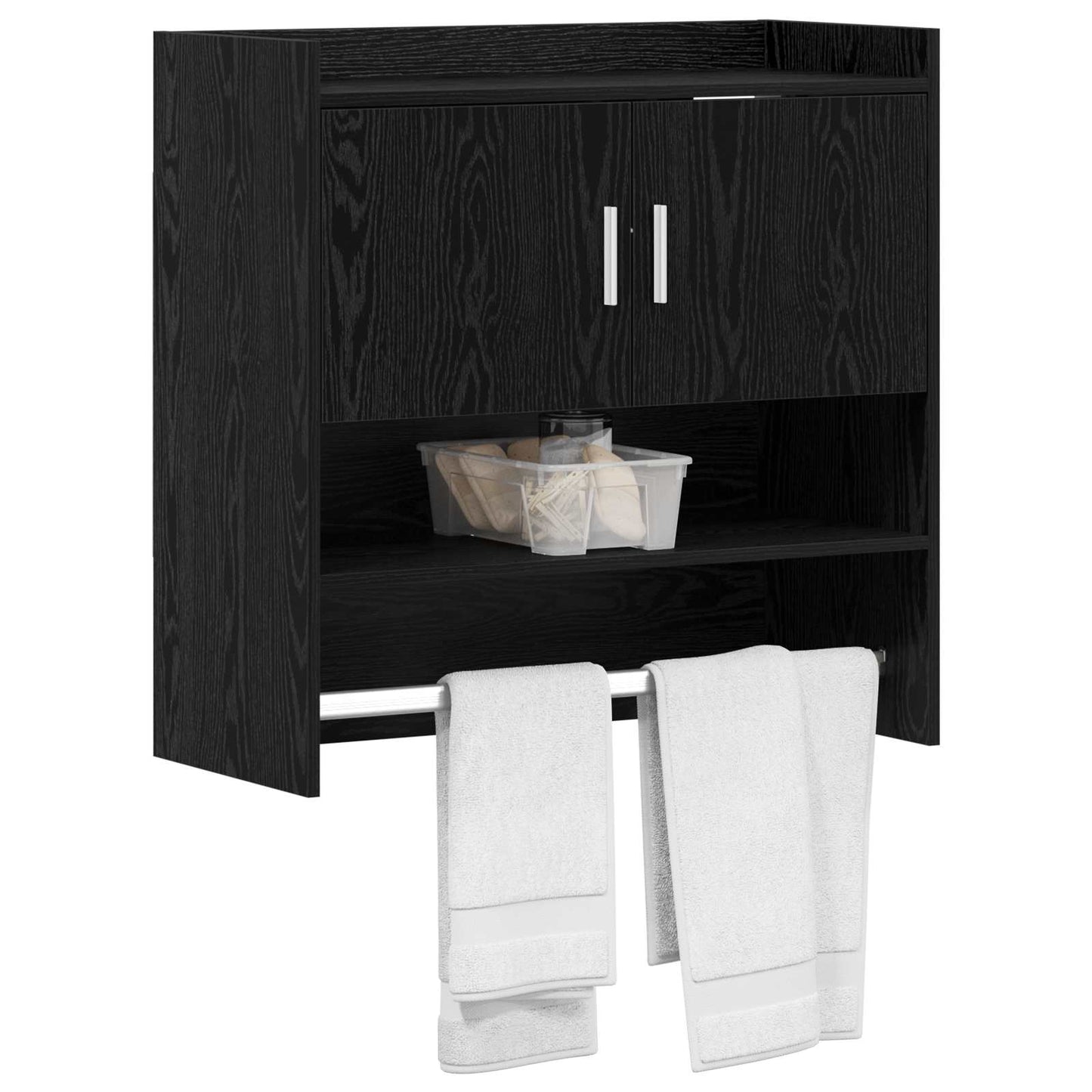 Scaffale da parete A parete Rovere Nero 80 x 36 x 80 cm | homemem39