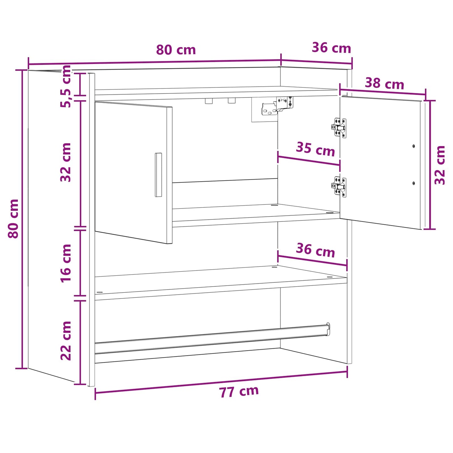 Scaffale da parete A parete Sonoma grigio 80 x 36 x 80 cm | homemem39