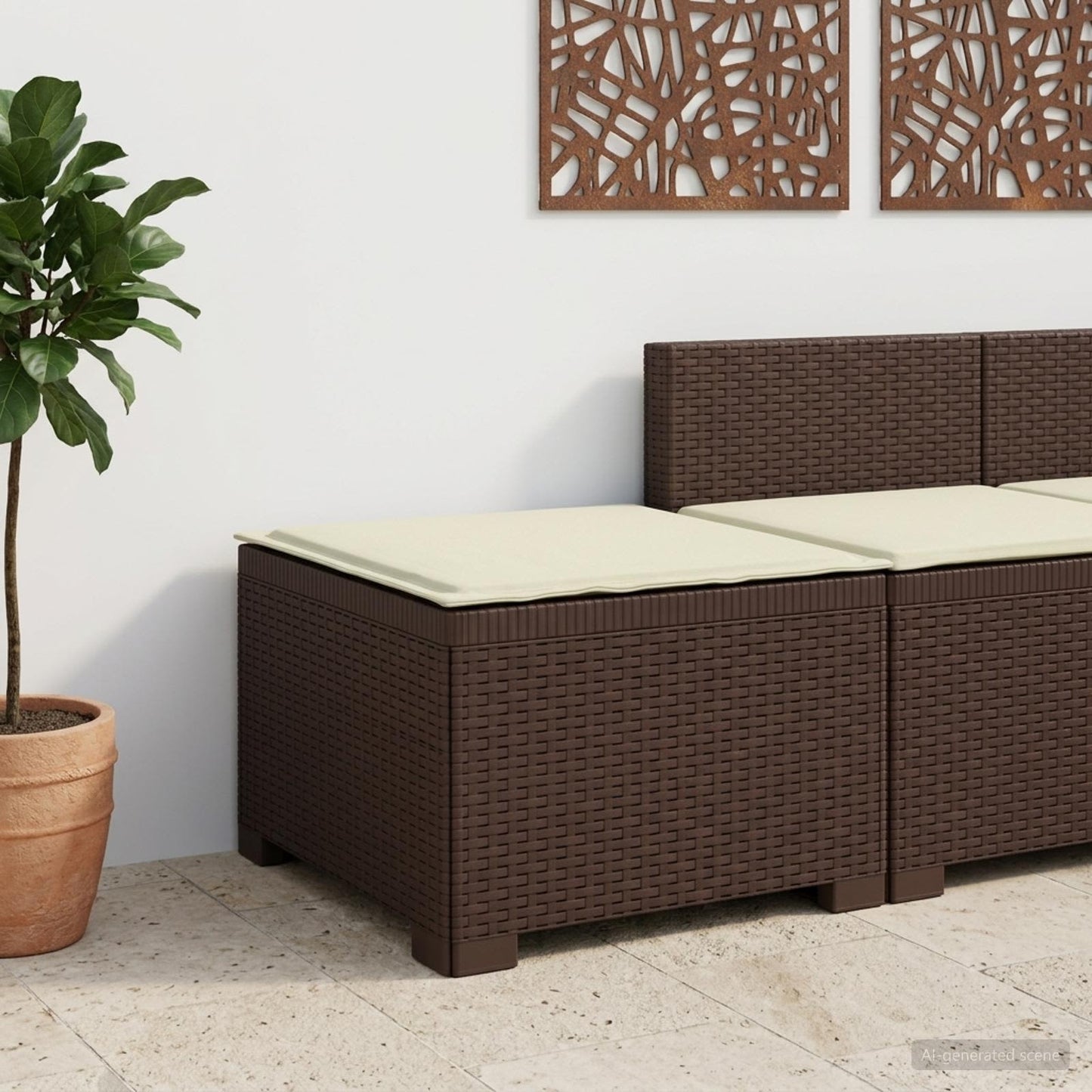 Divano da Giardino a 1 Posto con Cuscino Aspetto Rattan PP | homemem39
