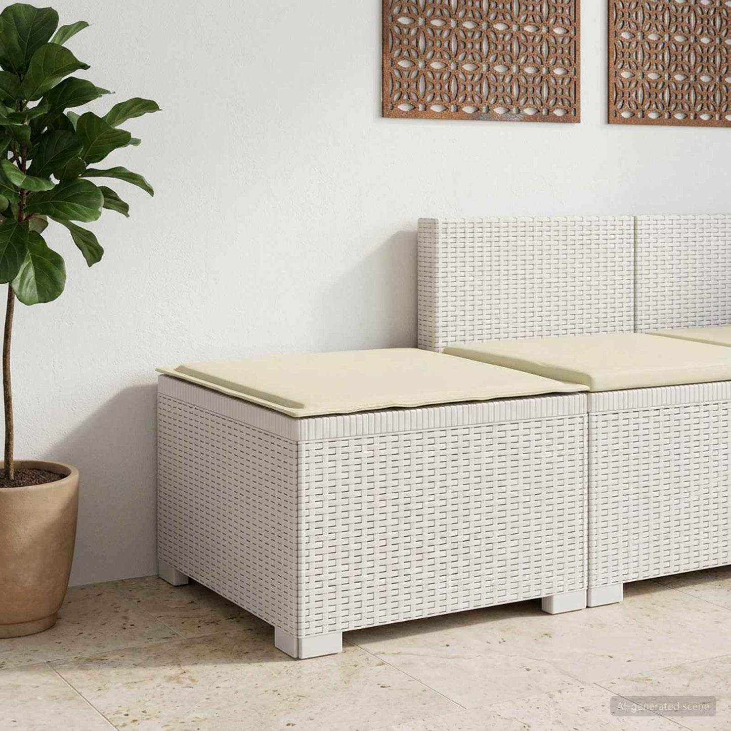 Divano da Giardino a 1 Posto con Cuscino Aspetto Rattan PP | homemem39
