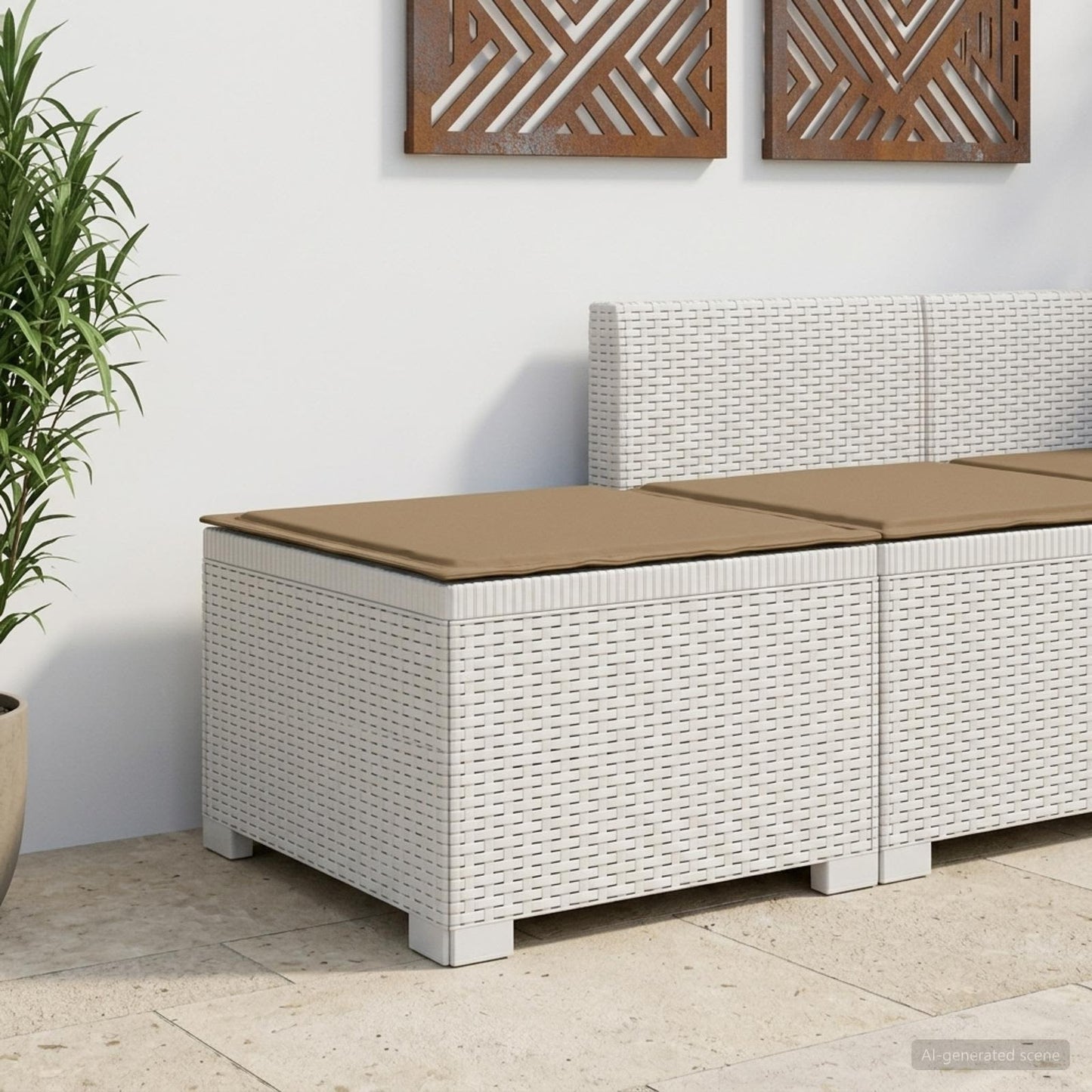 Divano da Giardino a 1 Posto con Cuscino Aspetto Rattan PP | homemem39