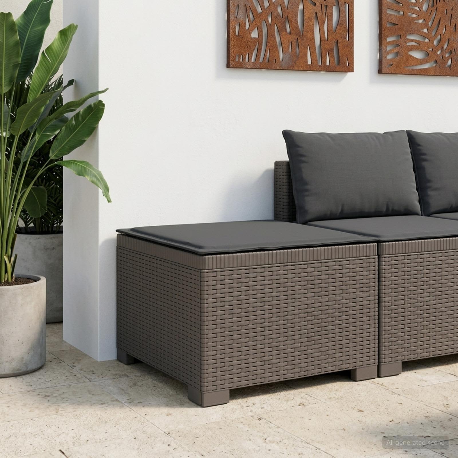 Divano da Giardino a 1 Posto con Cuscino Aspetto Rattan PP | homemem39