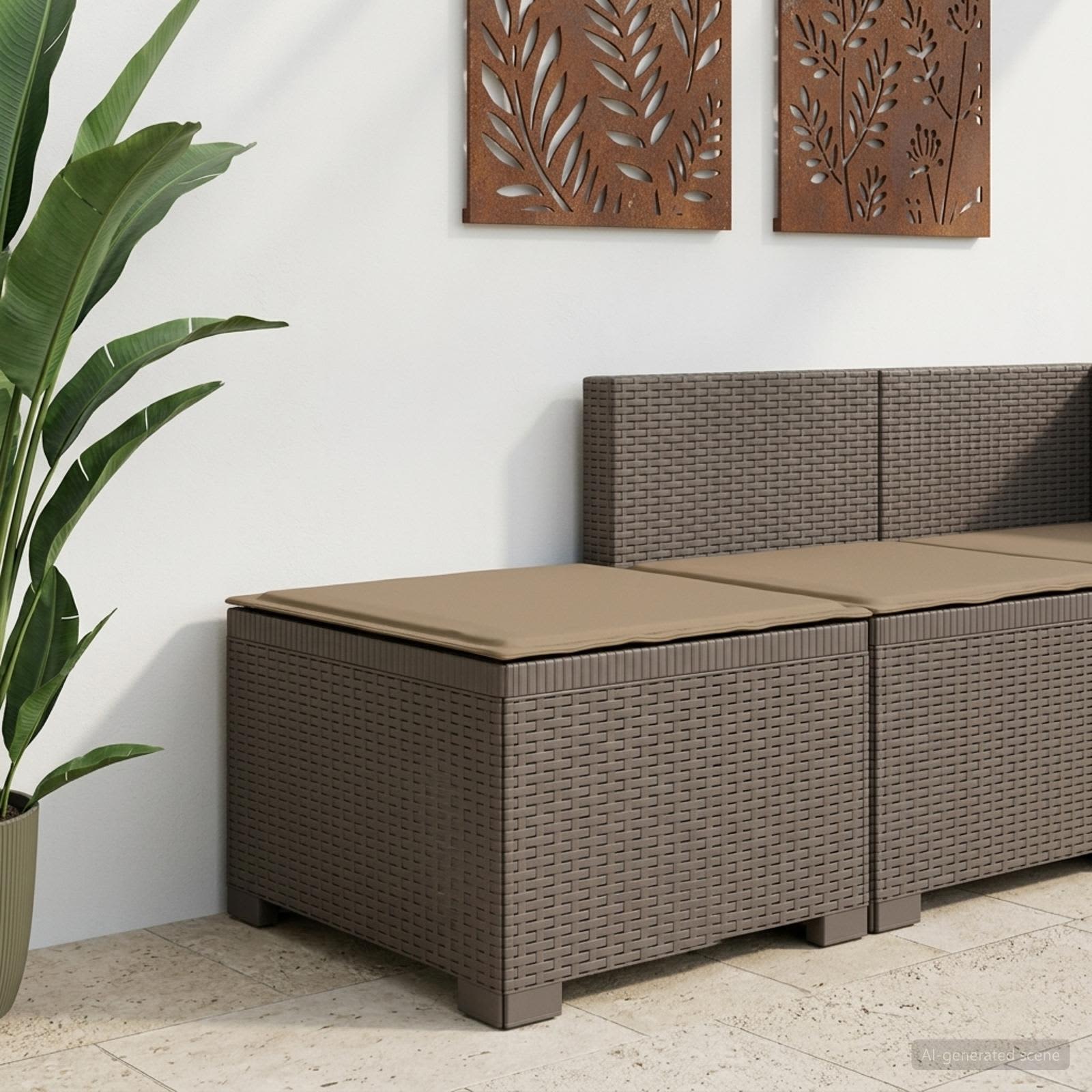 Divano da Giardino a 1 Posto con Cuscino Aspetto Rattan PP | homemem39