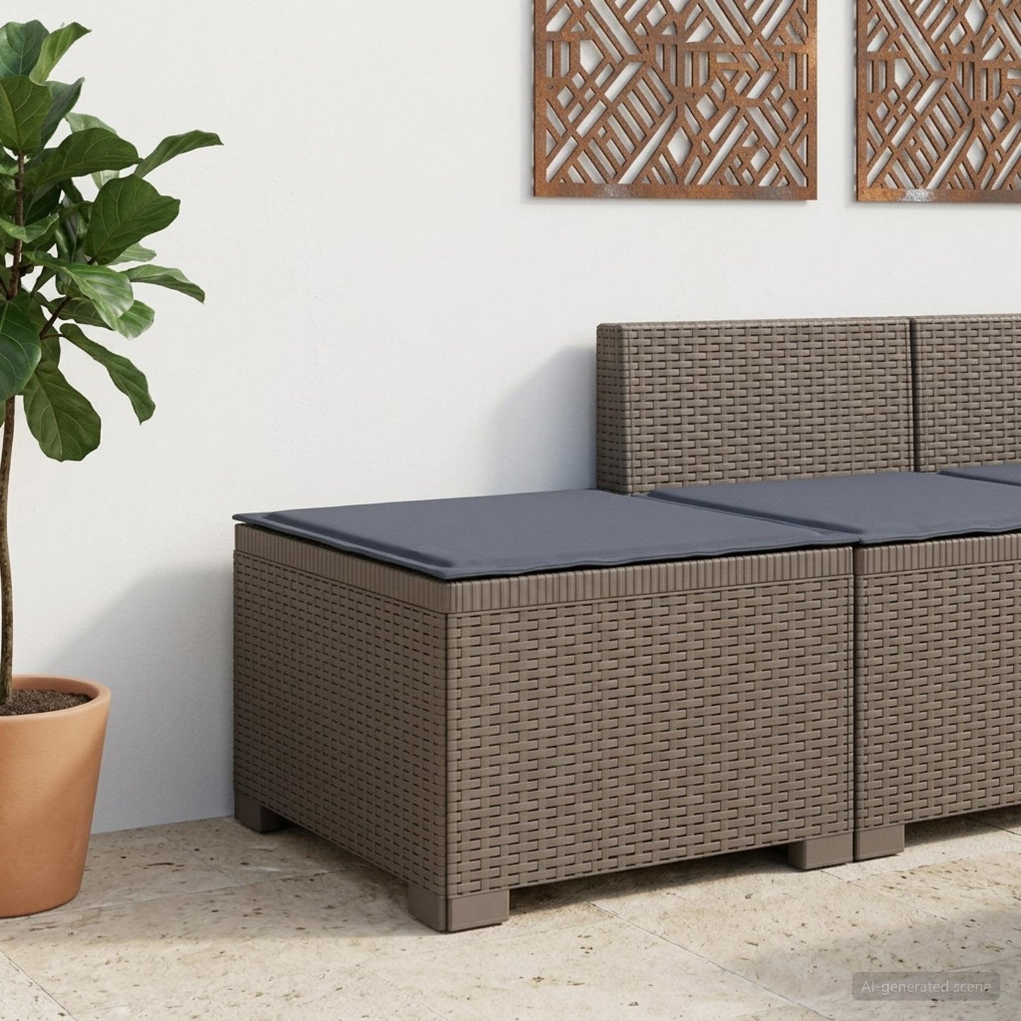 Divano da Giardino a 1 Posto con Cuscino Aspetto Rattan PP | homemem39