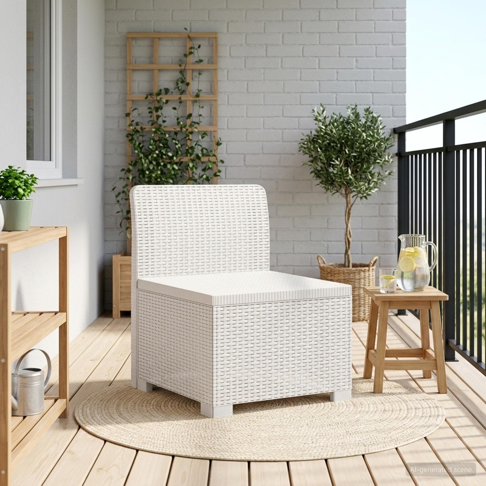 Divano da Giardino a 1 Posto Aspetto Rattan PP Bianco | homemem39