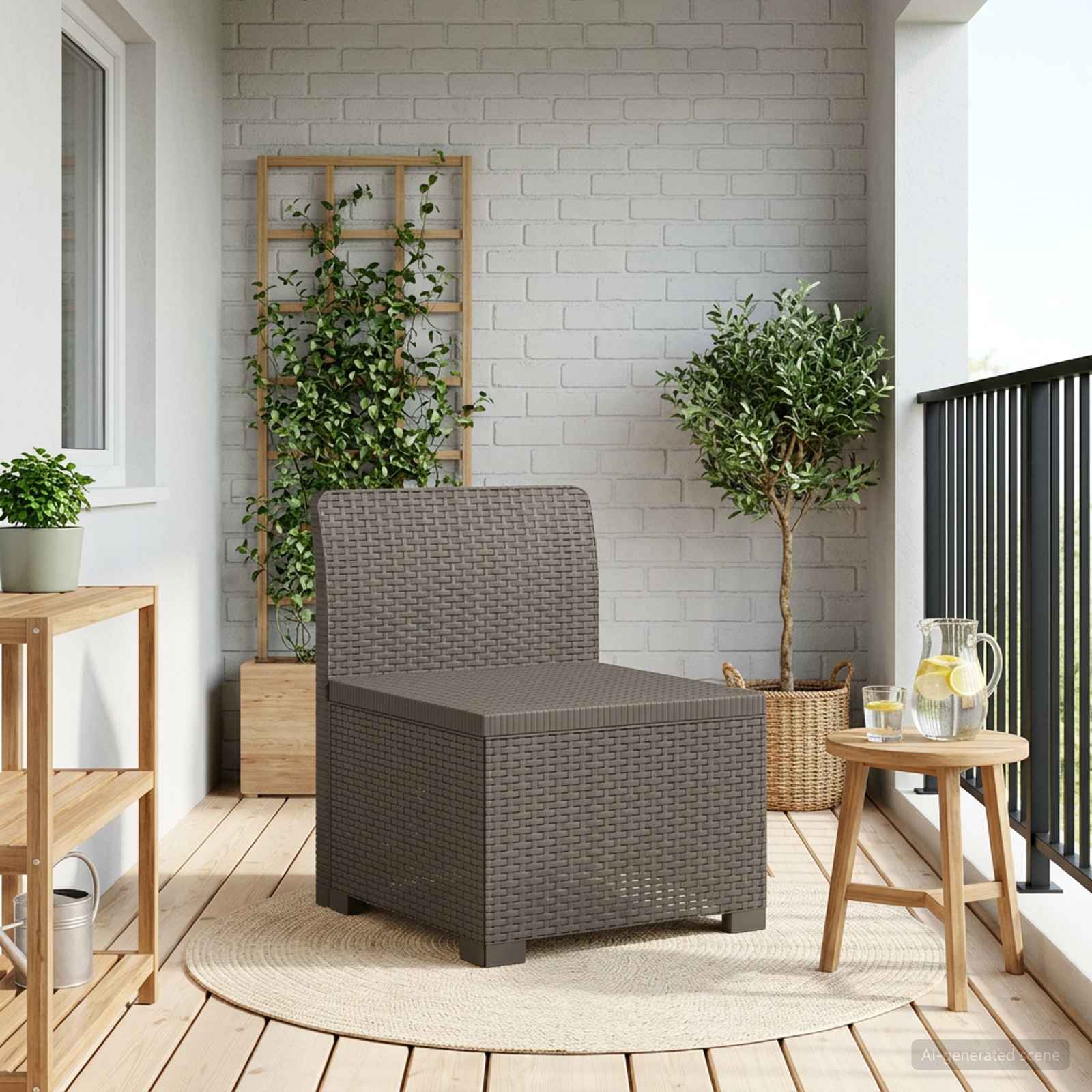 Divano da Giardino a 1 Posto Aspetto Rattan PP Grigio Chiaro | homemem39