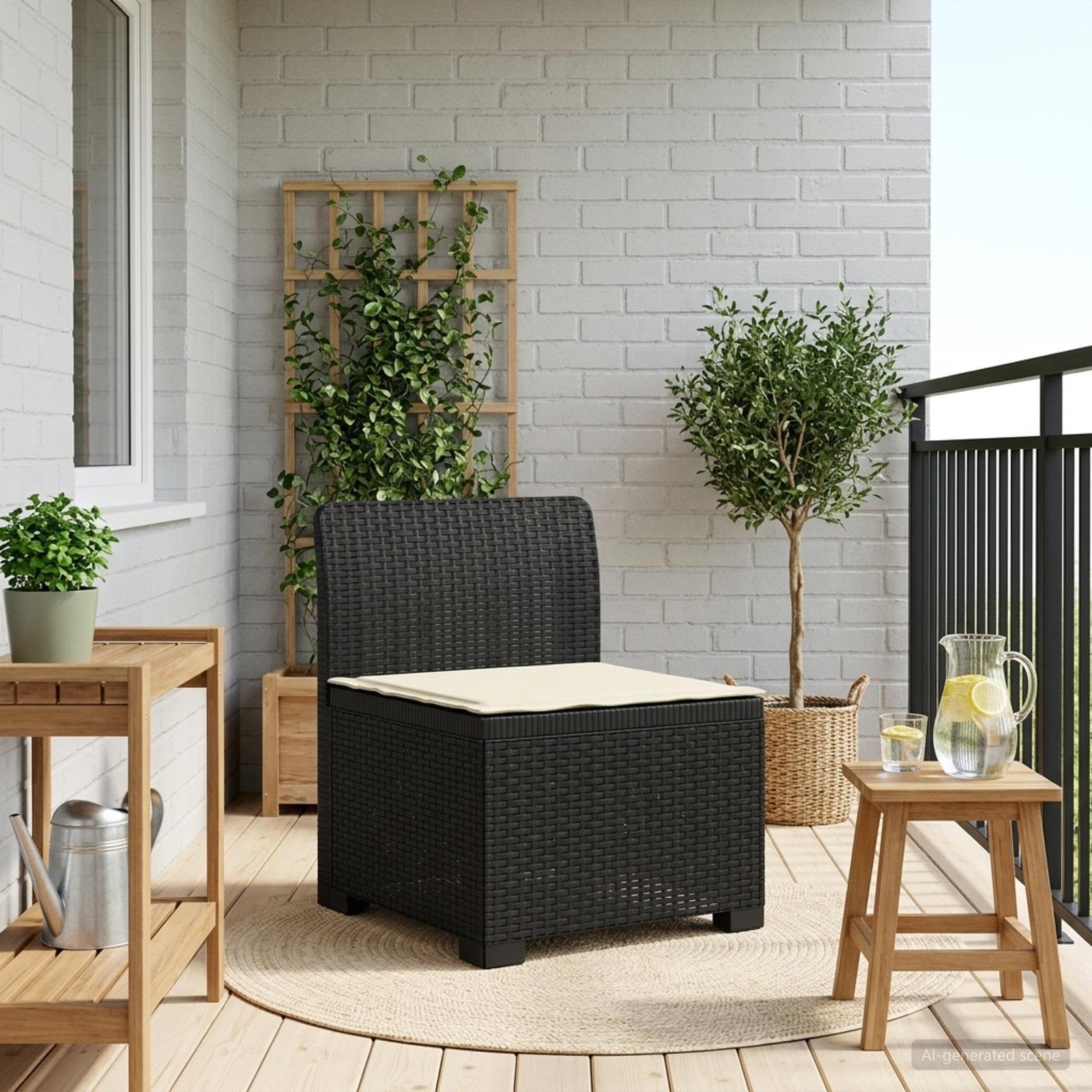 Divano da Giardino a 1 Posto con Cuscino Aspetto Rattan PP | homemem39
