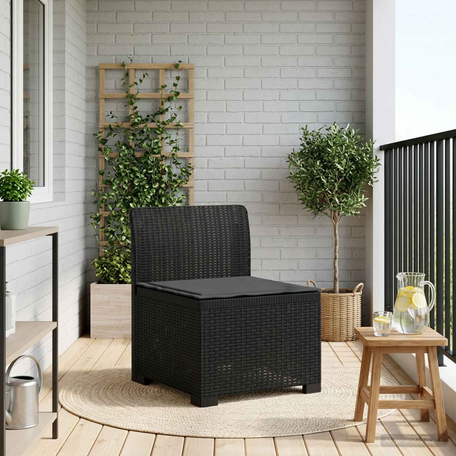 Divano da Giardino a 1 Posto con Cuscino Aspetto Rattan PP | homemem39