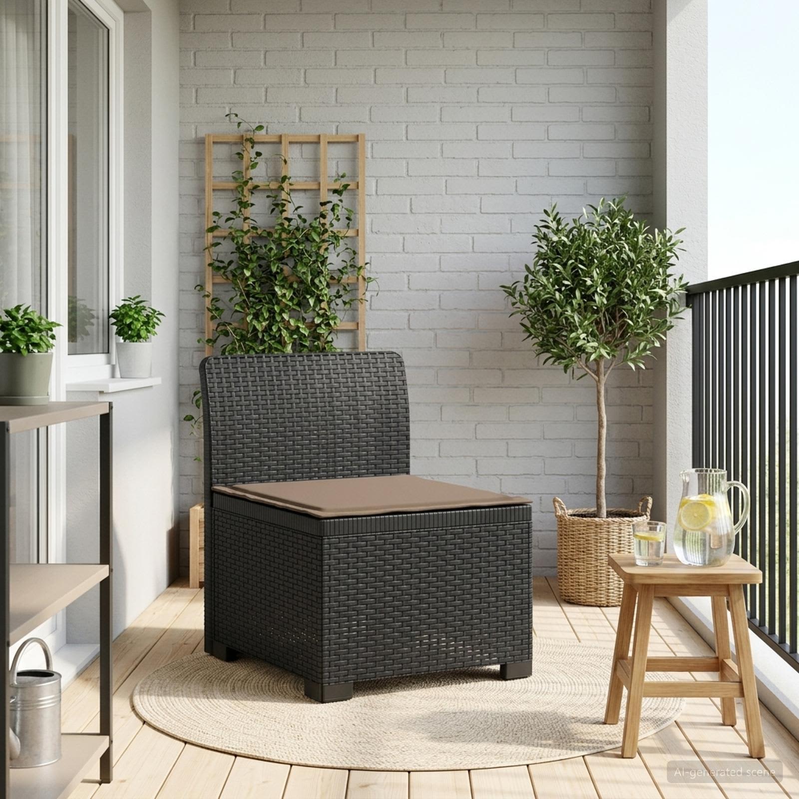 Divano da Giardino a 1 Posto con Cuscino Aspetto Rattan PP | homemem39