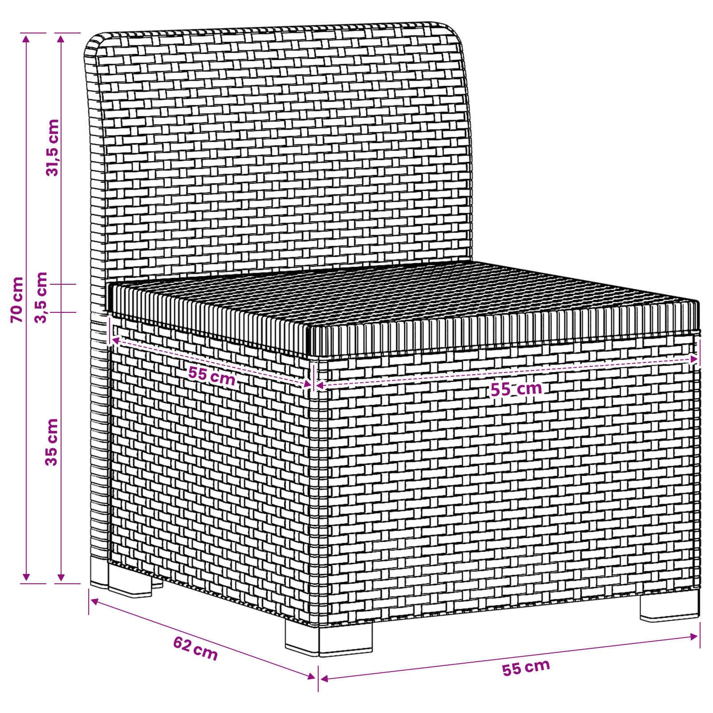 Divano da Giardino a 1 Posto con Cuscino Aspetto Rattan PP | homemem39