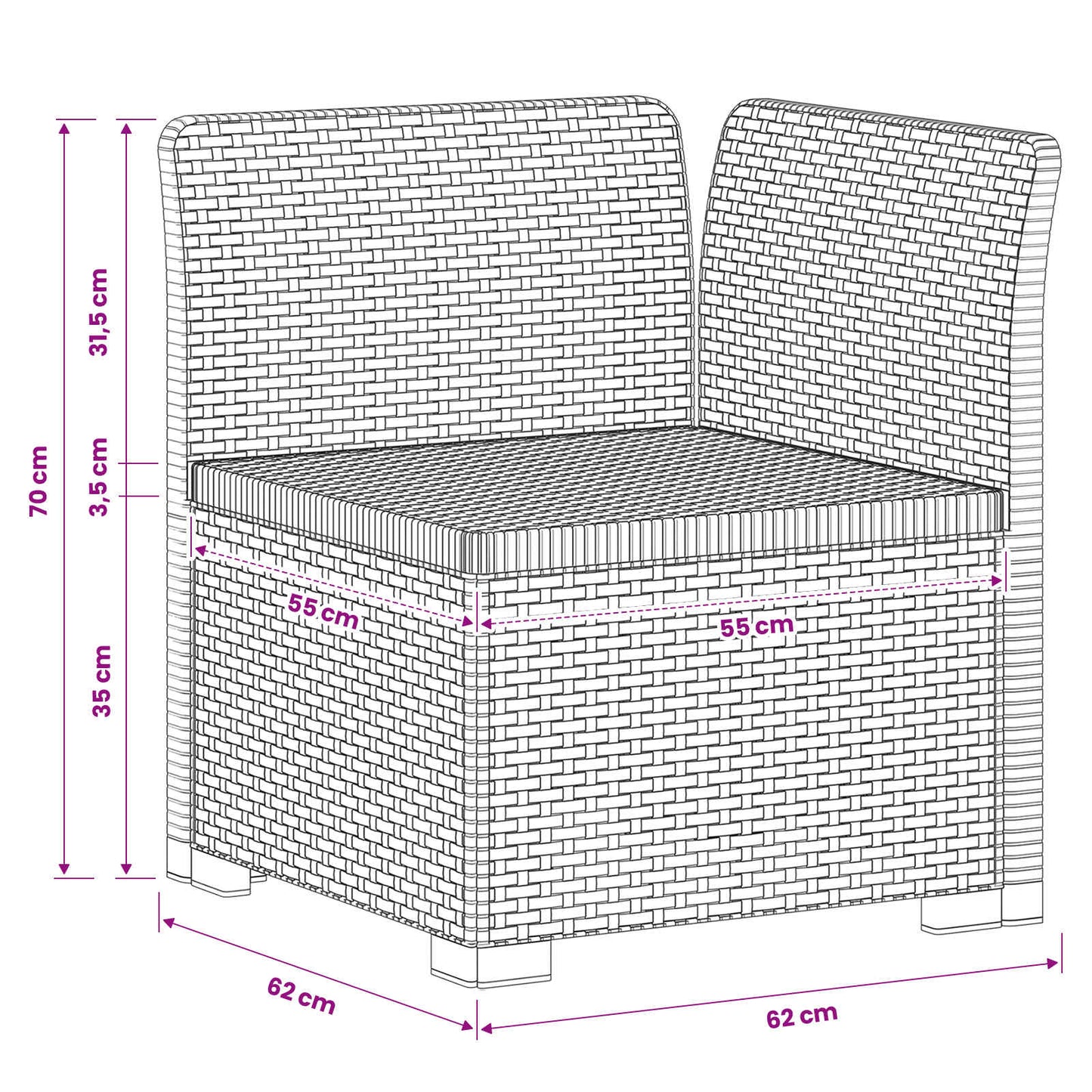 Divano da Giardino a 1 Posto Aspetto Rattan PP Bianco | homemem39