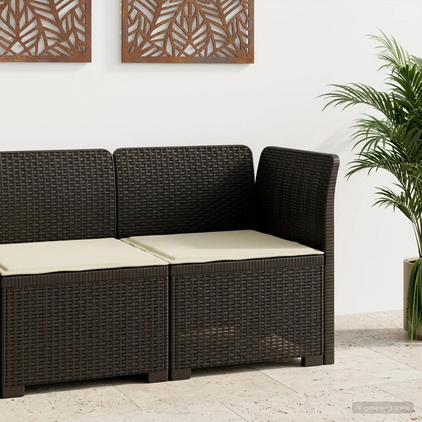 Divano da Giardino a 1 Posto con Cuscino Aspetto Rattan PP | homemem39