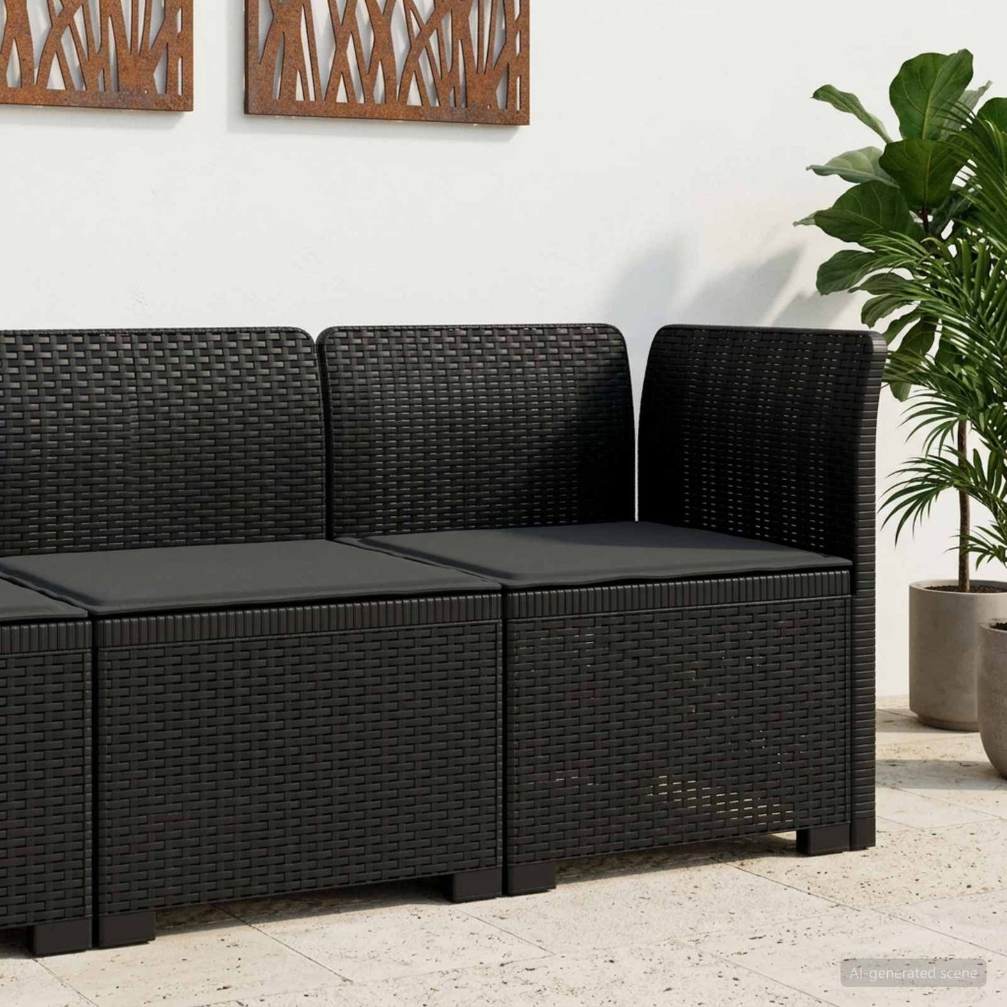 Divano da Giardino a 1 Posto con Cuscino Aspetto Rattan PP | homemem39